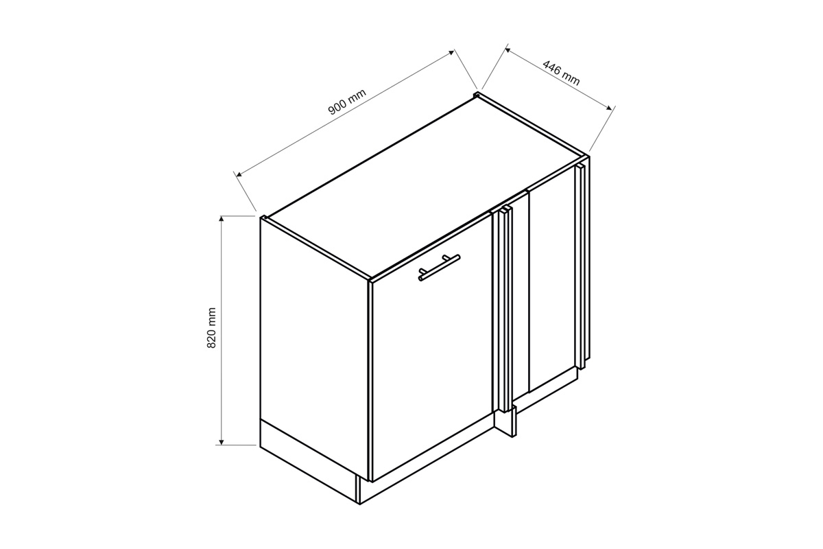 Kuchyňská spodní rohová skříňka Elena DNP Skříňka z wymiarami elena 