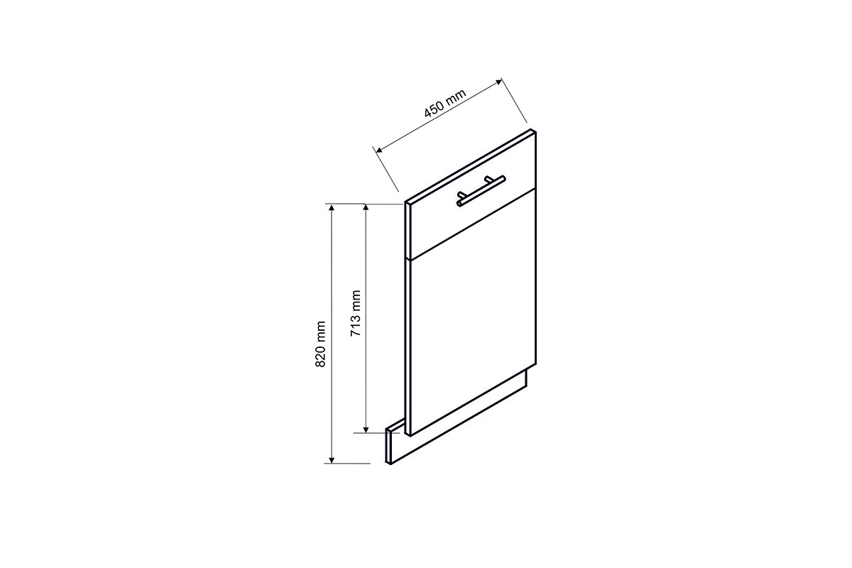 Zakrytý čelní panel myčky Elena FZ45 PU Přední část do myčky nádobí 
