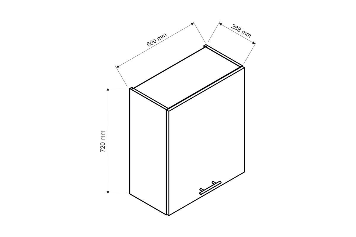 Elena W60 SU ALU - závesná skrinka jednodverová s odkvapkávačom Skrinka elena Rozmery 