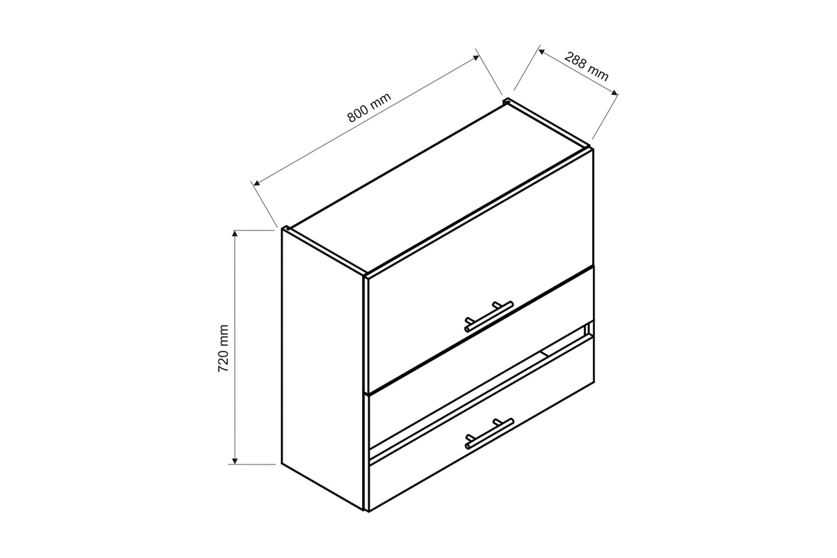 Kuchyňská skříňka Elena WS80 GRF/2 SP s výklopnými dvířky bryla z wymiarami 