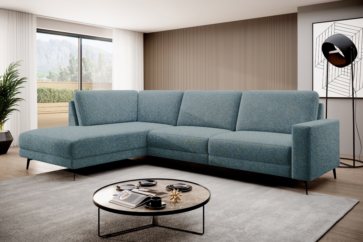 Rohová rozkladacia sedacia súprava Elentio L Ľavá - modrý šenil Find me 18 - Limitovaná ponuka Rohová sedacia súprava elentio L vizualizácia