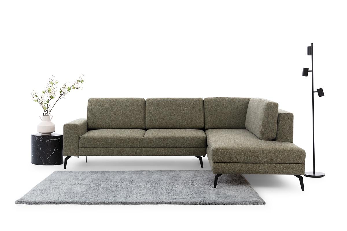 Rozkladacia rohová sedacia súprava Elentio L Zelený Rohová sedacia súprava z minimalistycznej aranzacji 