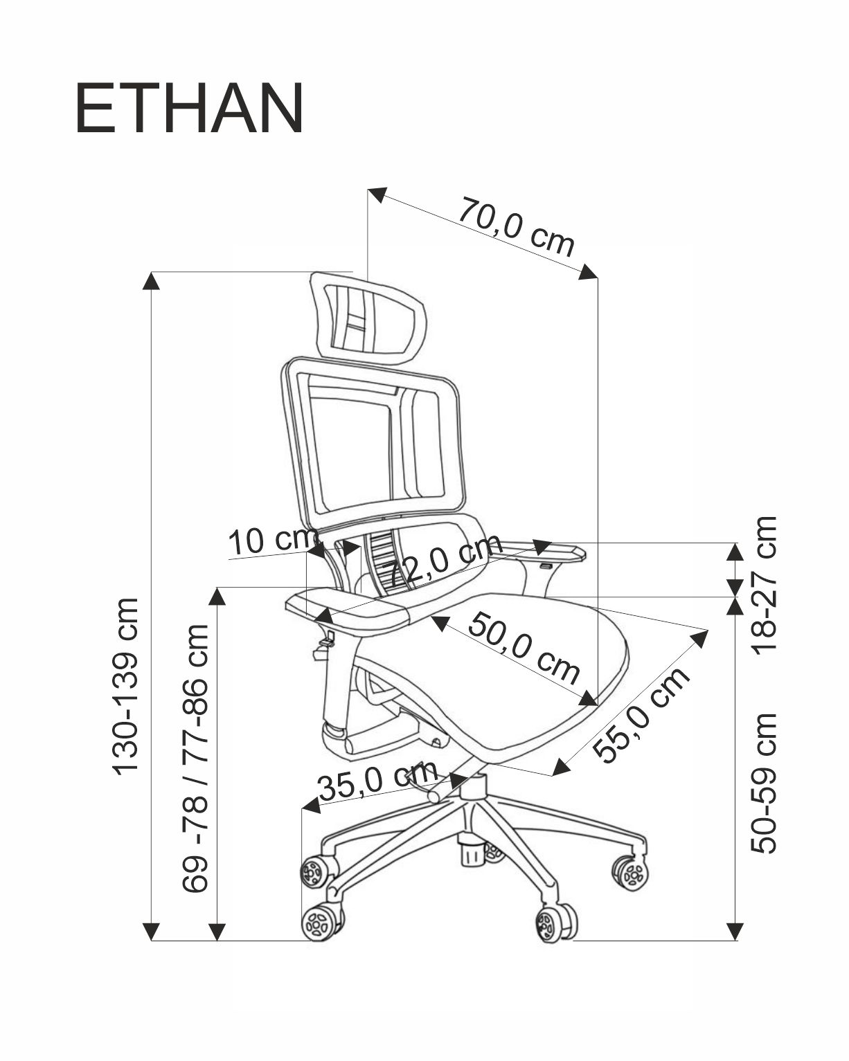 Křeslo ergonomiczny Ethan - popelavá ethan Křeslo gabinetowy popelavá