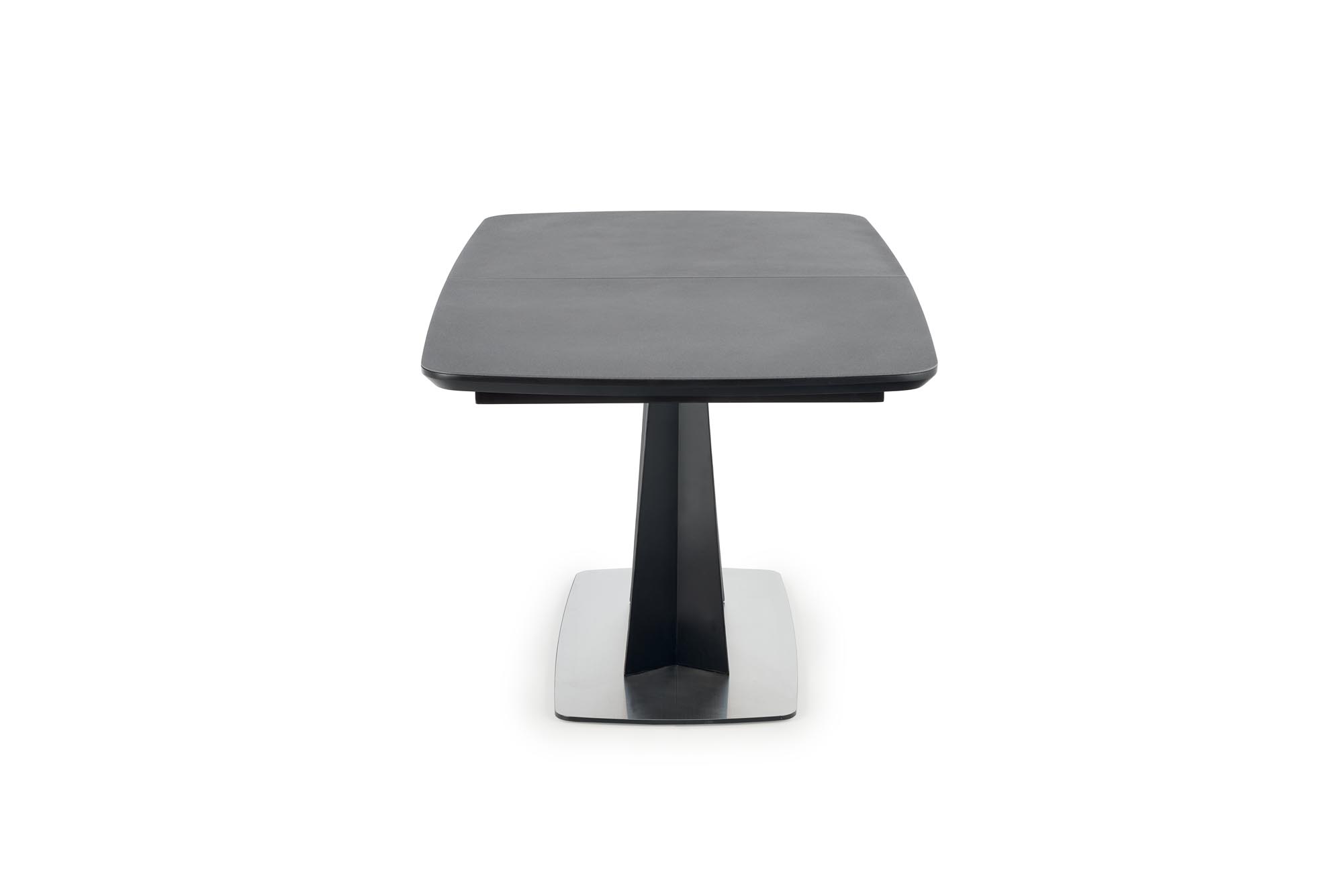 Rozkladací jedálenský stôl FANGOR 160-220x90 cm - tmavosivá / čierna fangor Stôl rozkladany, Pracovná doska - tmavý popol, Podstavec - Čierny