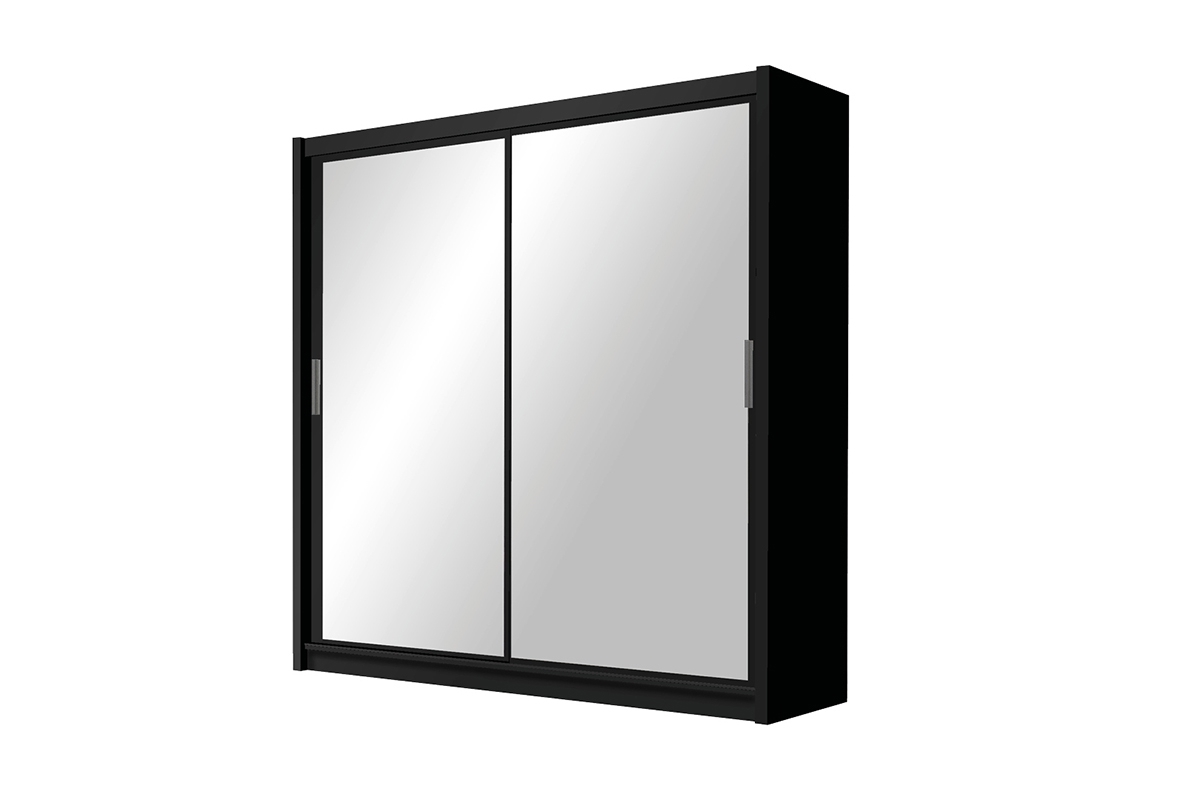 Skriňa s posuvnými dverami z zrkadlom Paris 203 cm - Čierna Skriňa Paris 203 Čierna