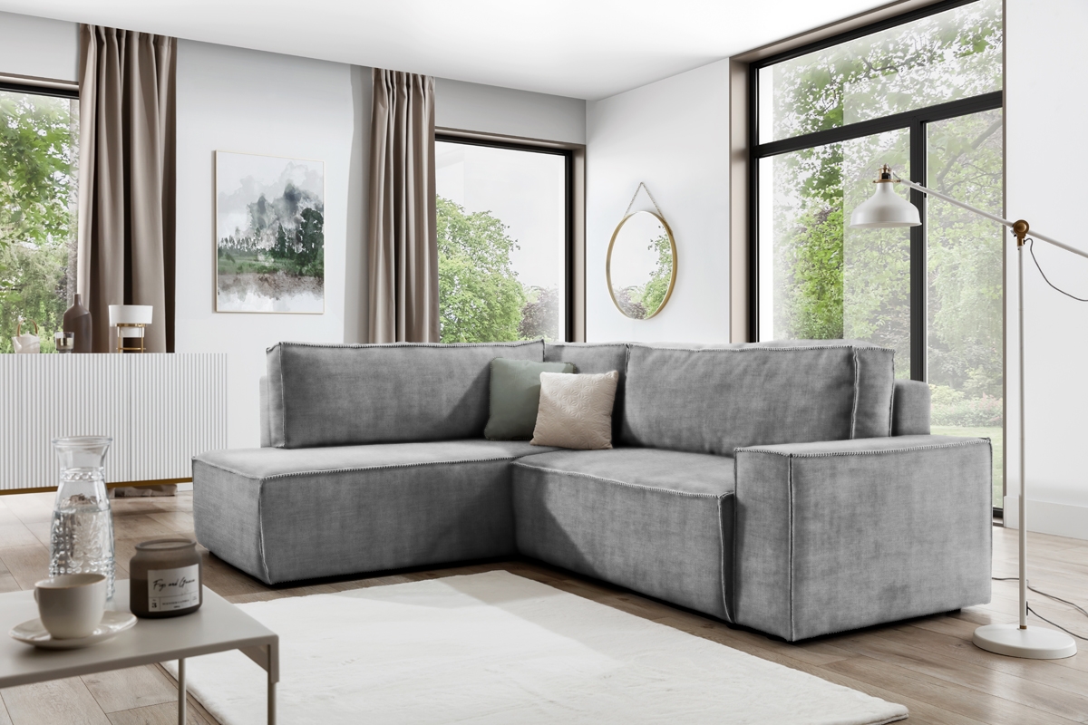Rohová sedacia súprava ľavá rozkladacia Flabio L - šedý Vogue 14 Rohová sedacia súprava Flabio L vizualizácia