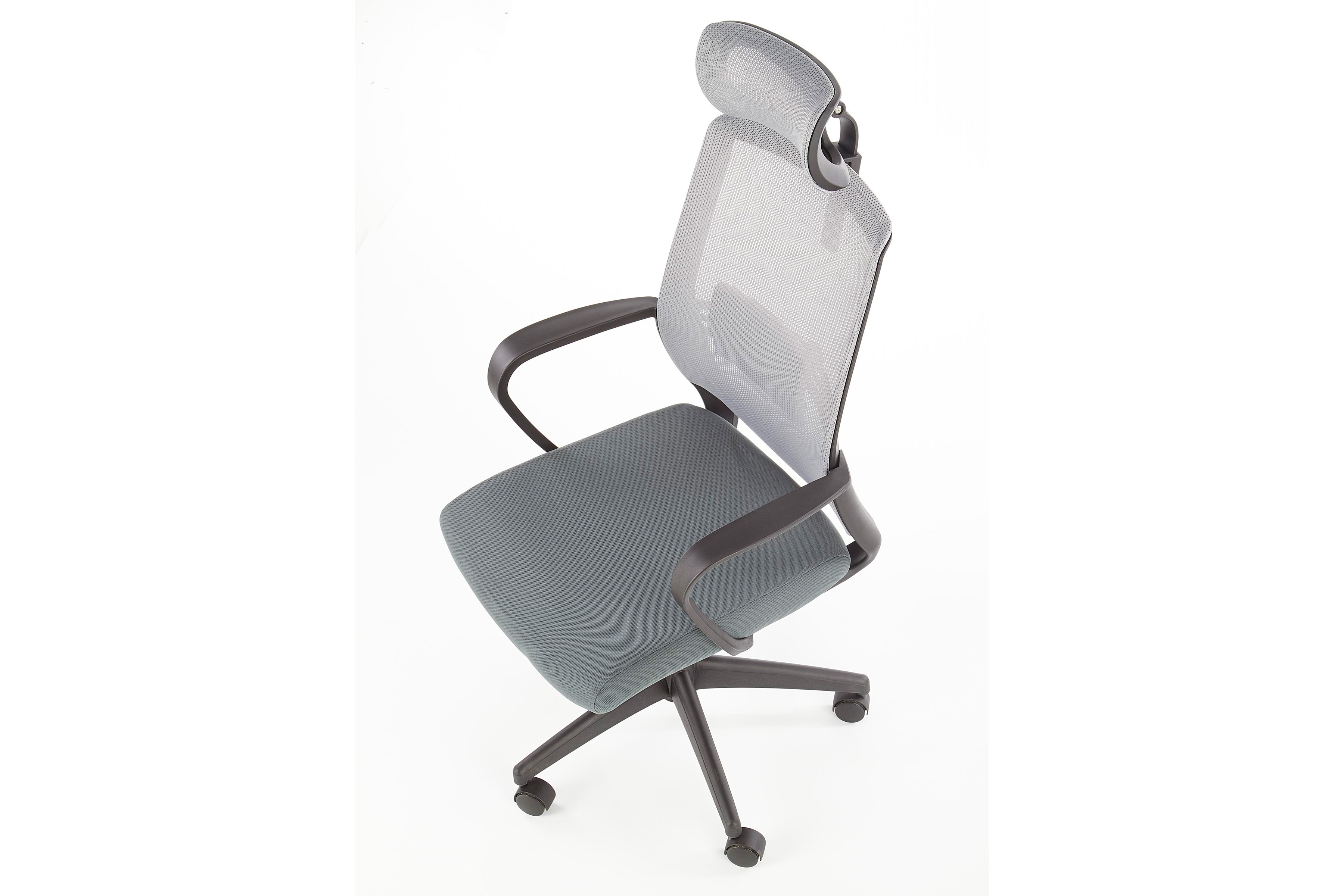 Kancelárske kreslo Welmon s nastaviteľnou opierkou - sivé Kancelárske kreslo Arsen z rekulowanym podparciem plecow - popol