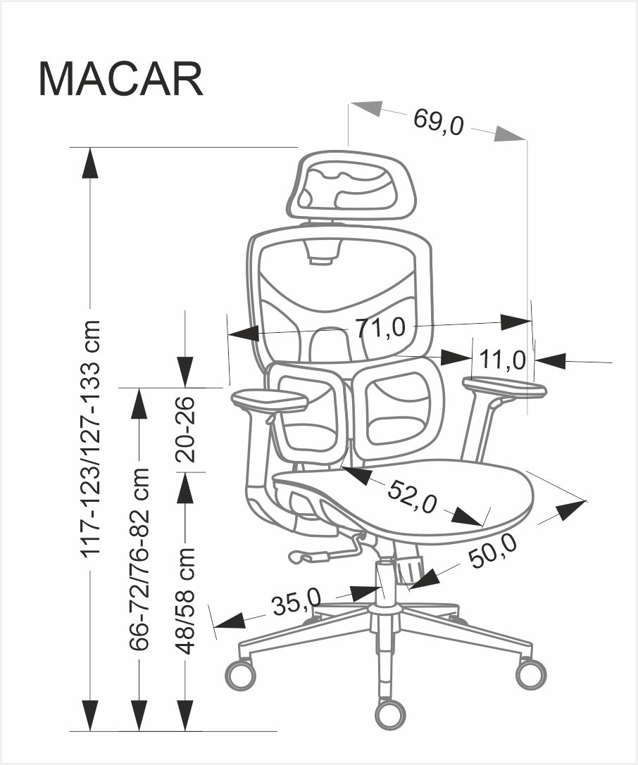 MACAR Křeslo gabinetowy, černá (1p=1szt) Kancelářská židle macar ergonomiczny - černá