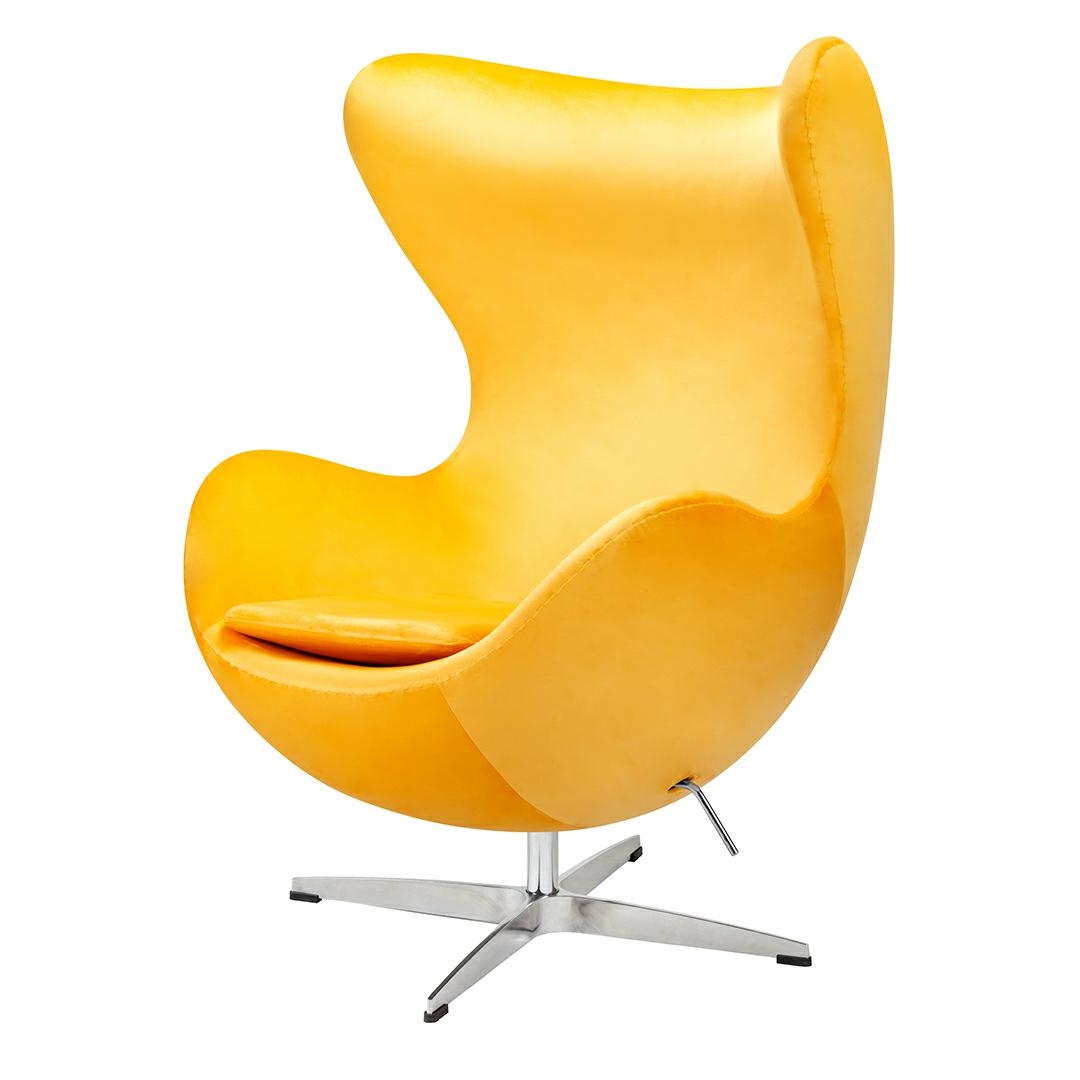 Kreslo EGG CLASSIC VELVET žltý - zamat, Podstavec hliníková - Výpredaj Fotel EGG CLASSIC VELVET żółty - welur, podstawa aluminiowa - Wyprzedaż