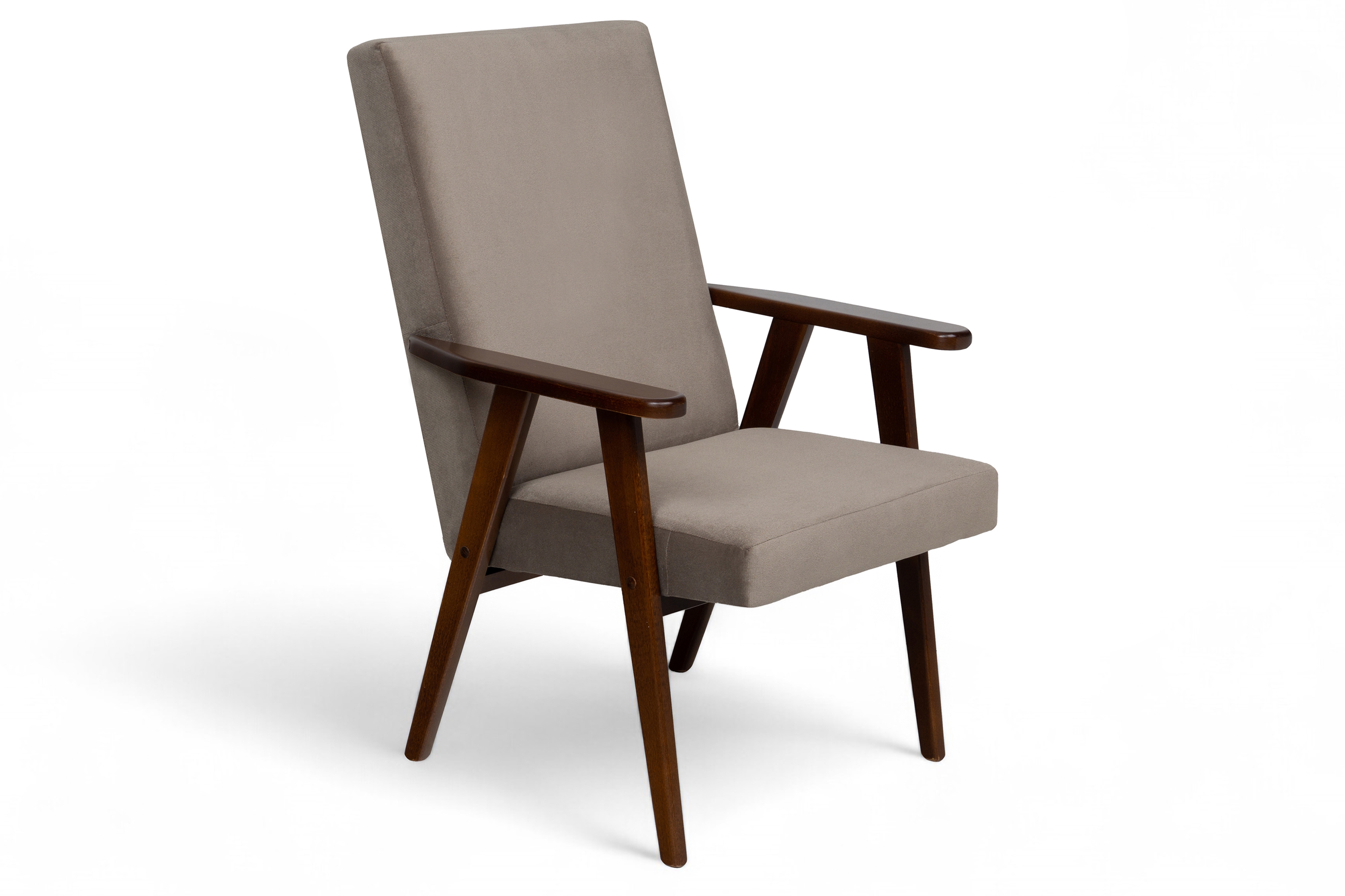 Křeslo klubové PRL - béžový samet Paros 3 / nohy střední ořech Křeslo klubové PRL - béžová samet Paros 3 / sredni ořech 