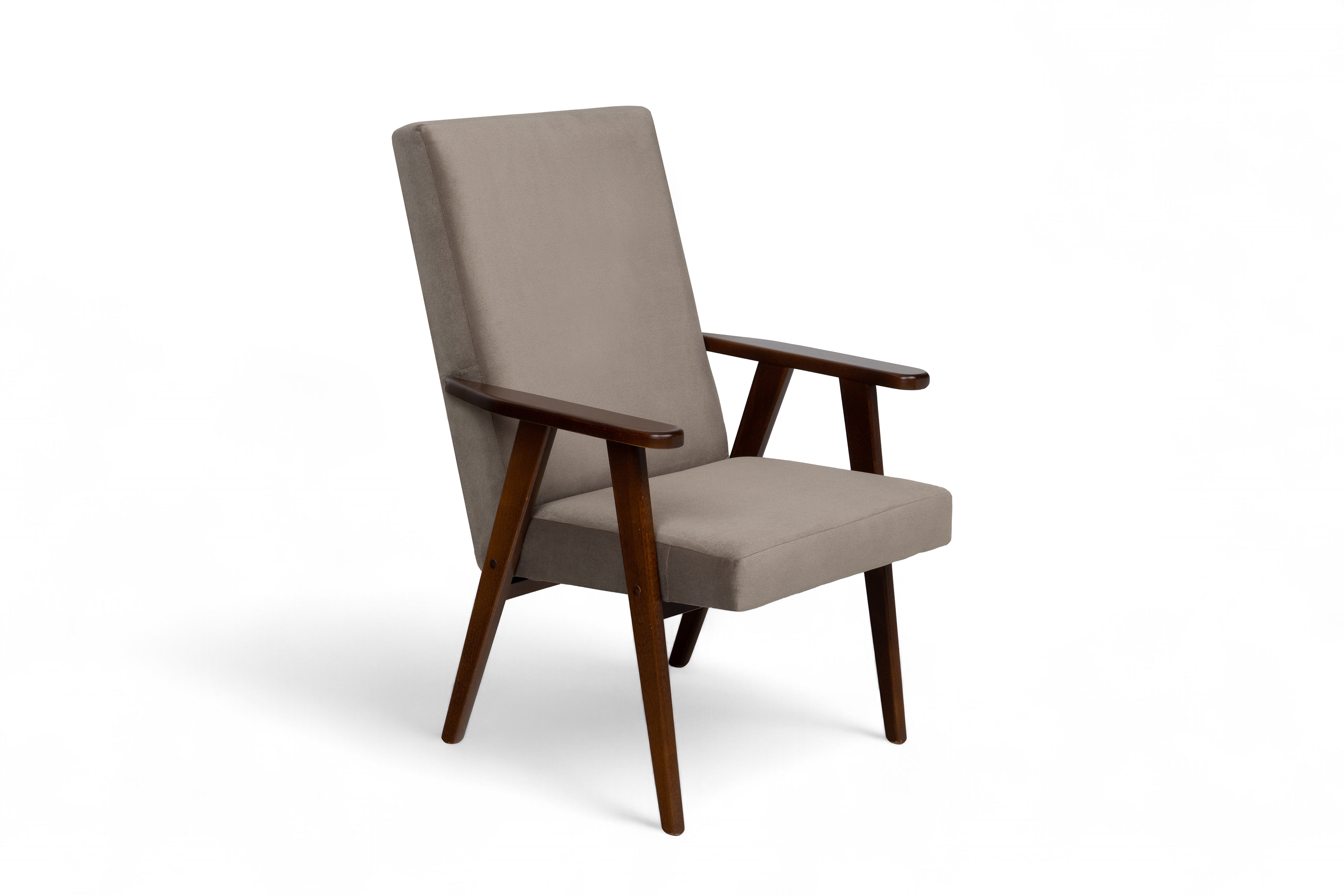 Křeslo klubové PRL - béžový samet Paros 3 / nohy střední ořech Křeslo klubové PRL - béžová samet Paros 3 / sredni ořech 