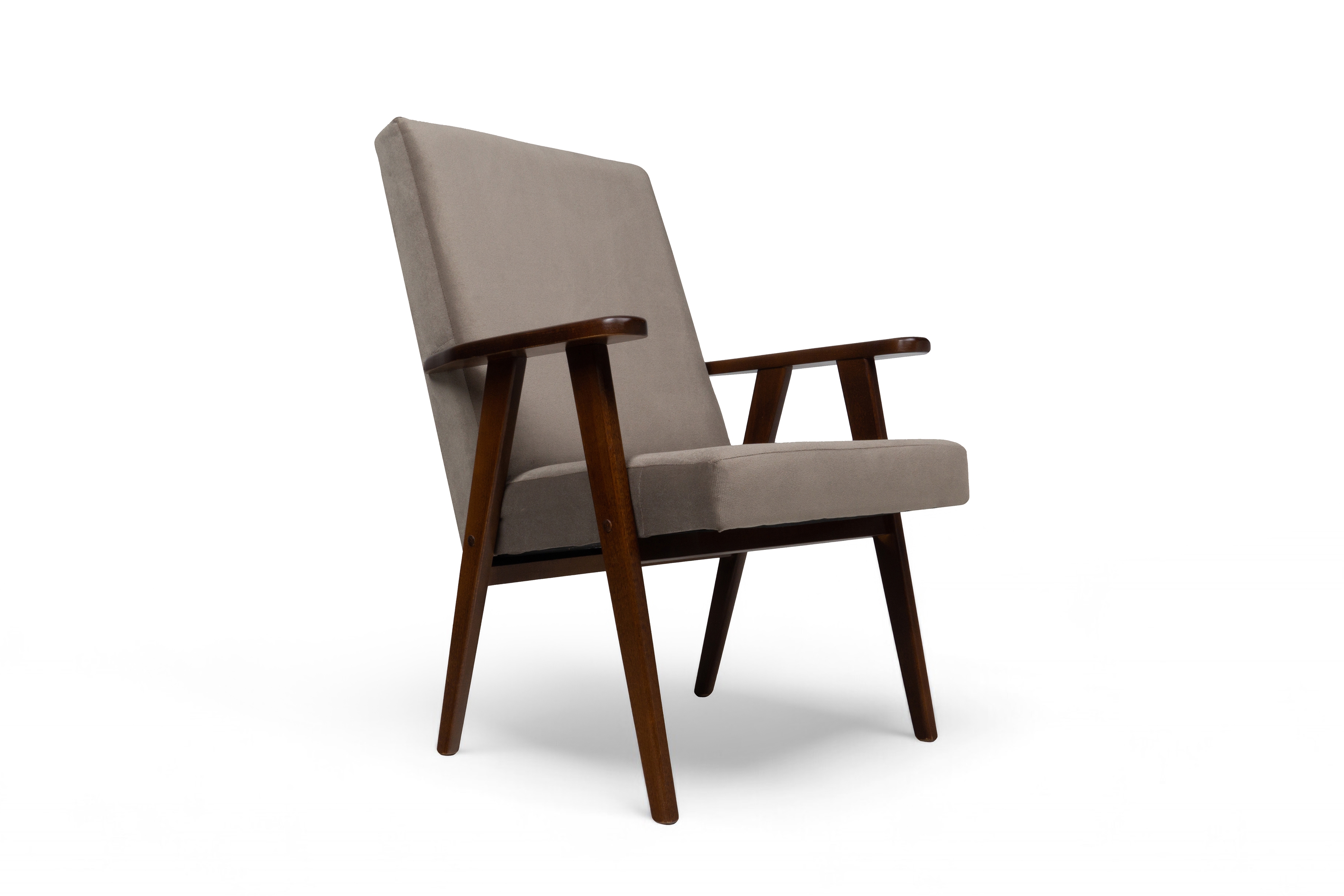 Křeslo klubové PRL - béžový samet Paros 3 / nohy střední ořech Křeslo klubové PRL - béžová samet Paros 3 / sredni ořech 