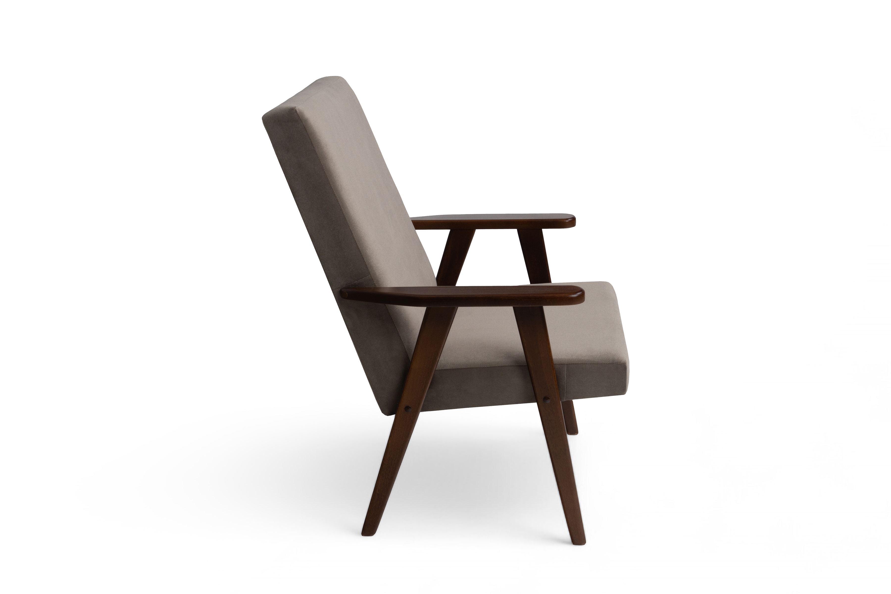 Křeslo klubové PRL - béžový samet Paros 3 / nohy střední ořech Křeslo klubové PRL - béžová samet Paros 3 / sredni ořech 