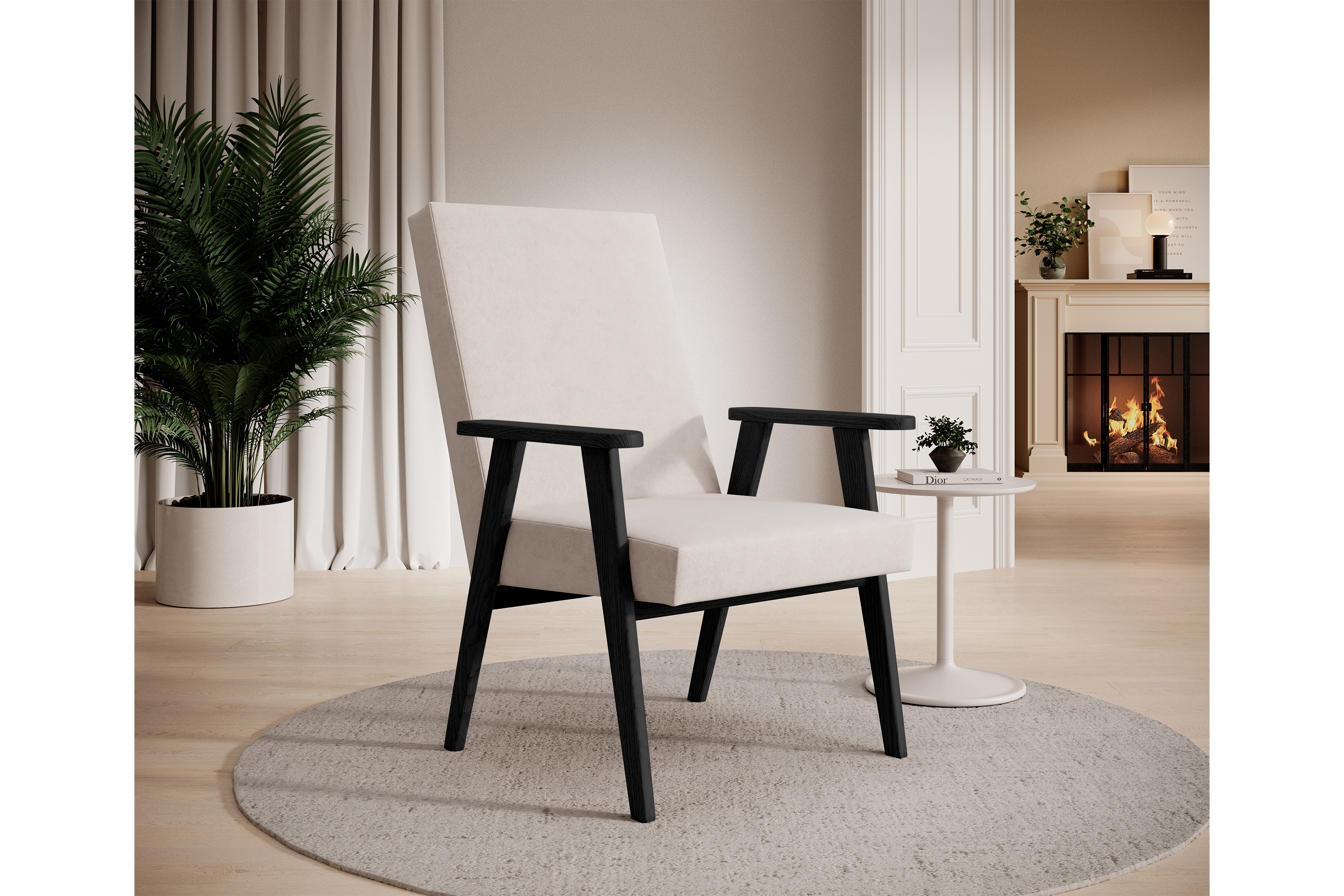 Klubové kreslo PRL - béžový zamat Cloud 03 s ľahkým čistením / čierne nožičky Kreslo Klubový PRL - béžový welwet ľahkočistiaci Cloud 03 / Čierny 