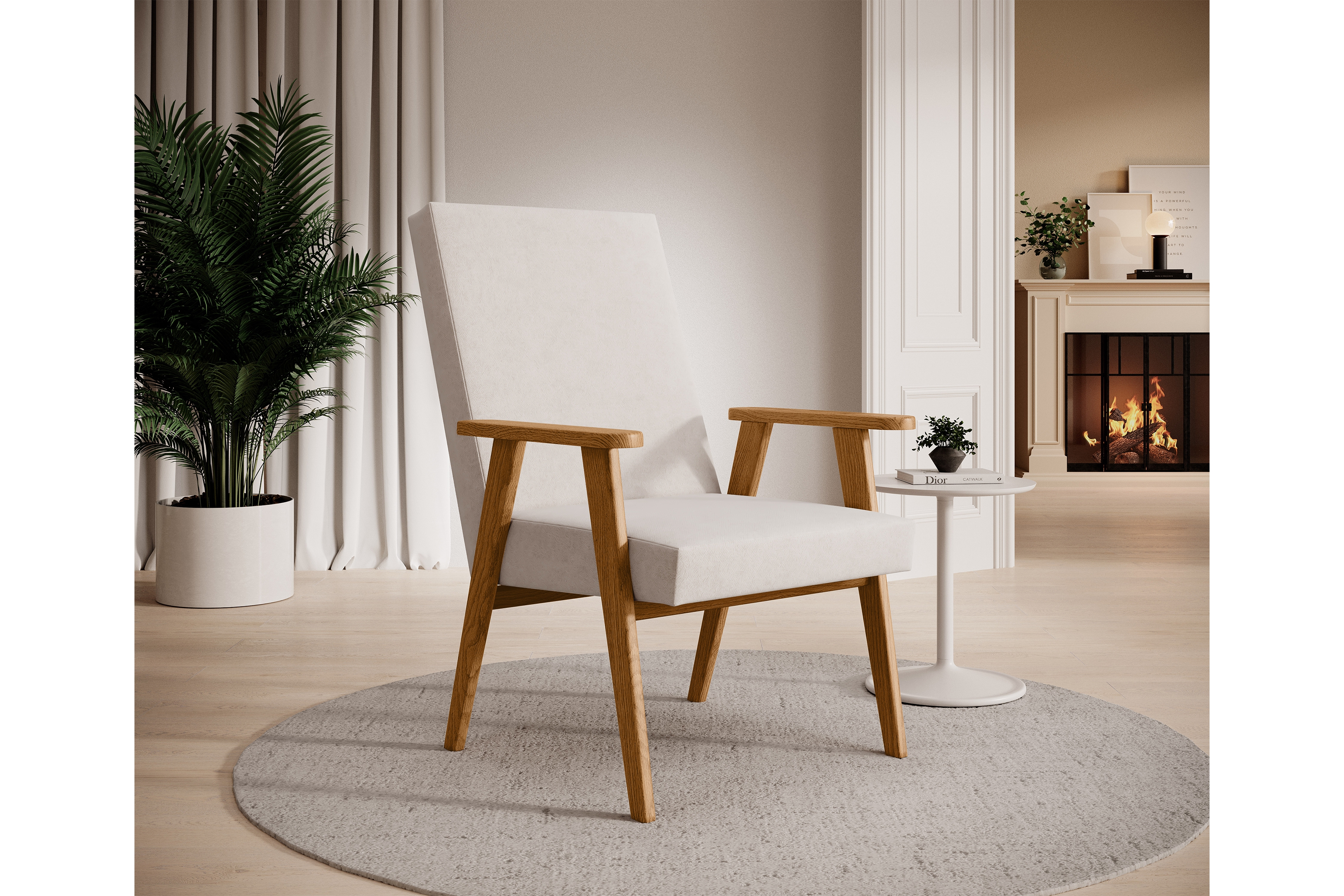 Klubové kreslo PRL - béžový zamat Cloud 03 s ľahkým čistením / jelšové nožičky Kreslo Klubový PRL - béžový welwet ľahkočistiaci Cloud 03 / Jelša