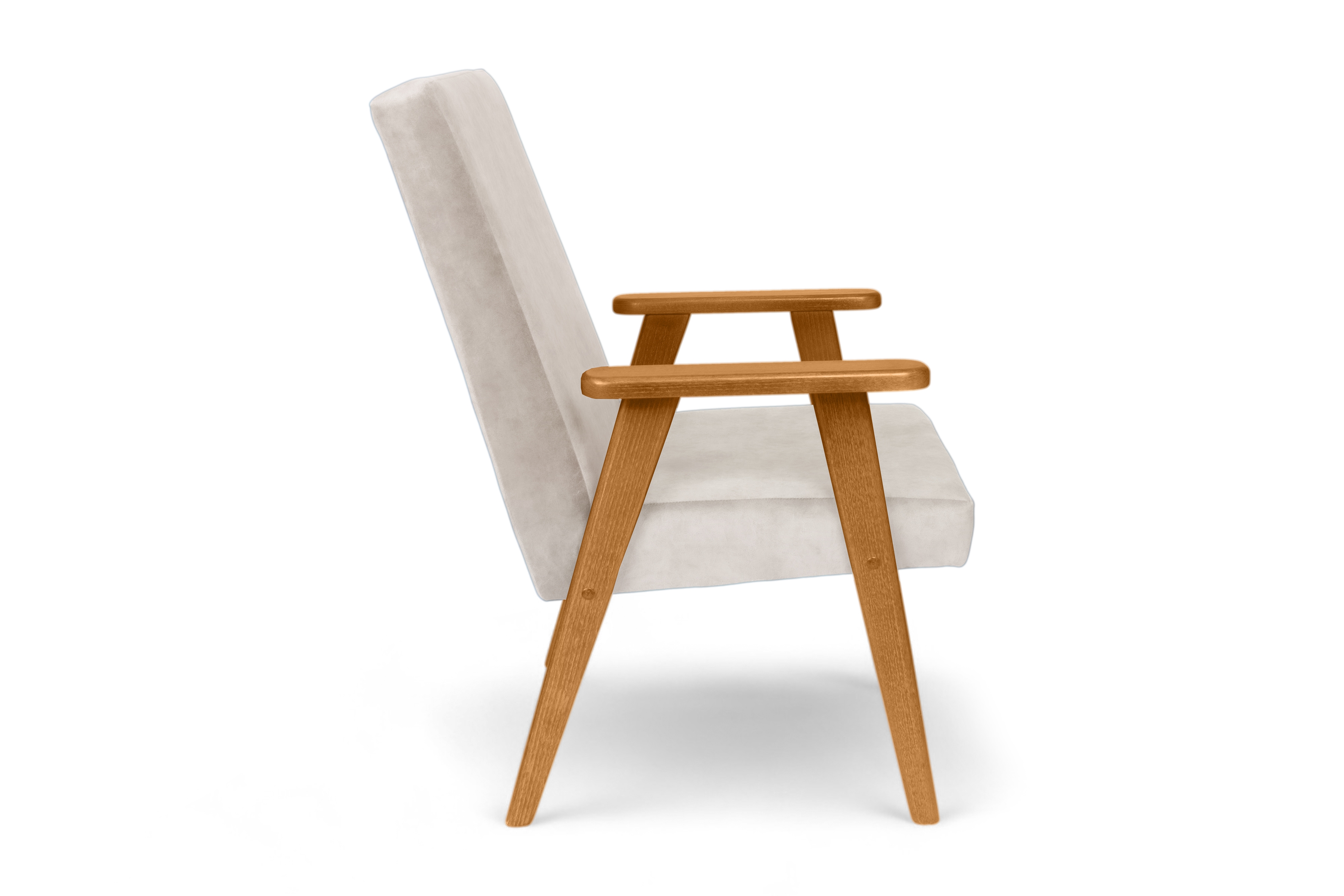 Klubové kreslo PRL - béžový zamat Cloud 03 s ľahkým čistením / jelšové nožičky Kreslo Klubový PRL - béžový welwet ľahkočistiaci Cloud 03 / Jelša