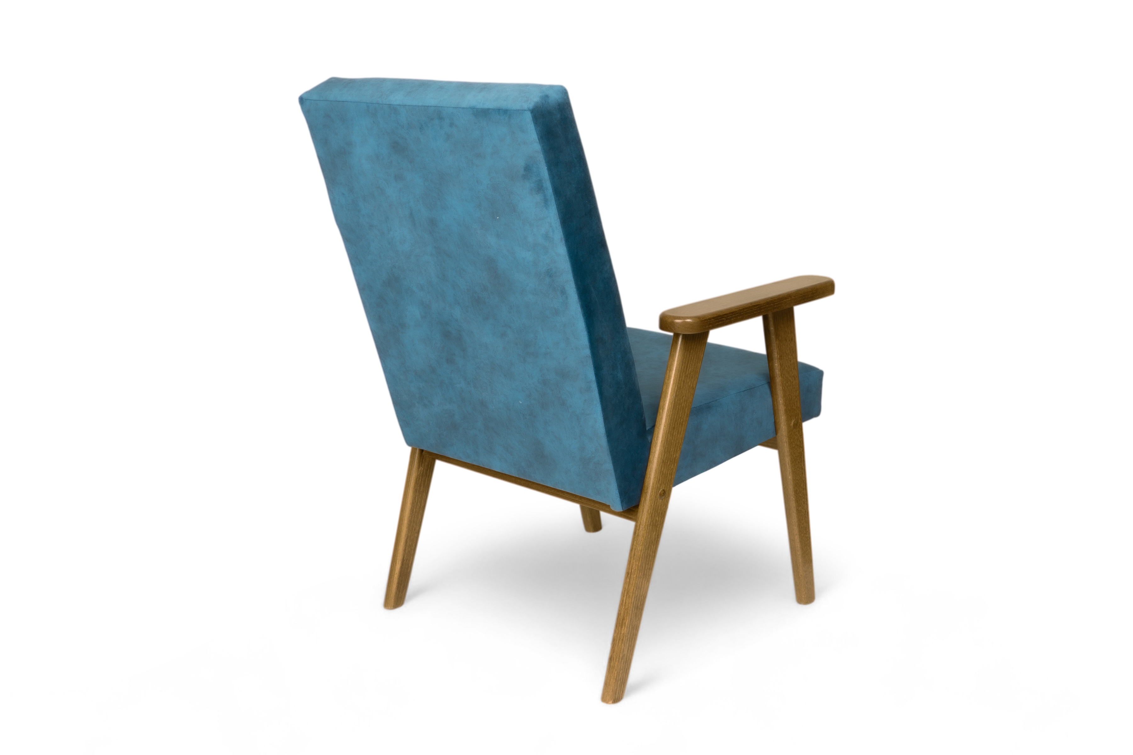 Křeslo klubové PRL - modrý snadno čistitelný samet Cloud 75 / nohy tmavý rustikál Křeslo klubové PRL - modrá welwet snadno čistitelný Cloud 75 / tmavý rustikal 