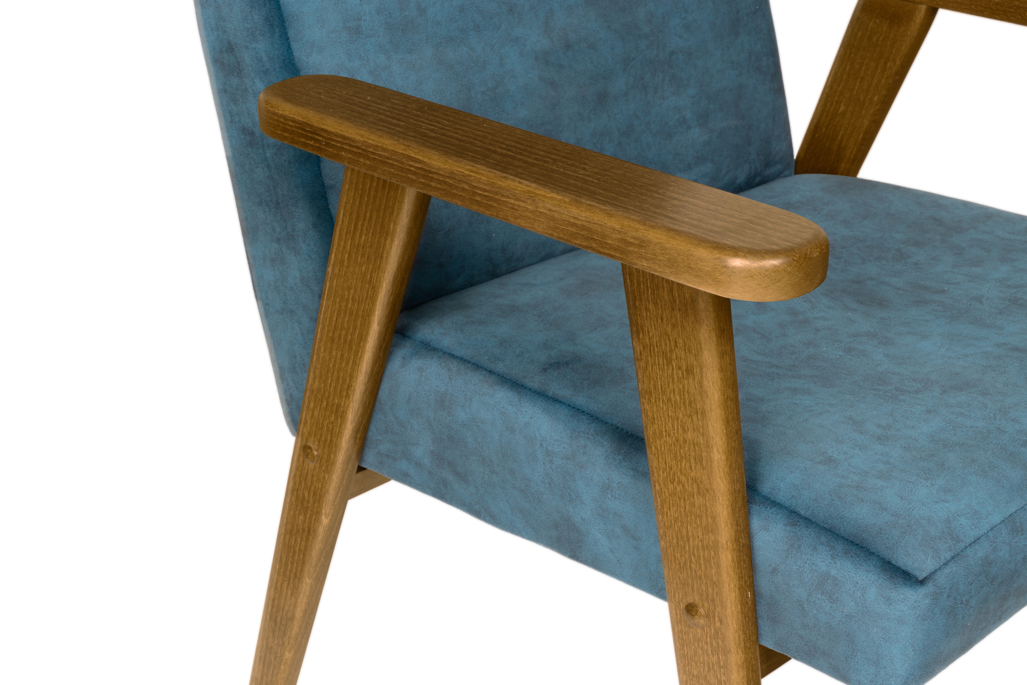 Křeslo klubové PRL - modrý snadno čistitelný samet Cloud 75 / nohy tmavý rustikál Křeslo klubové PRL - modrá welwet snadno čistitelný Cloud 75 / tmavý rustikal 