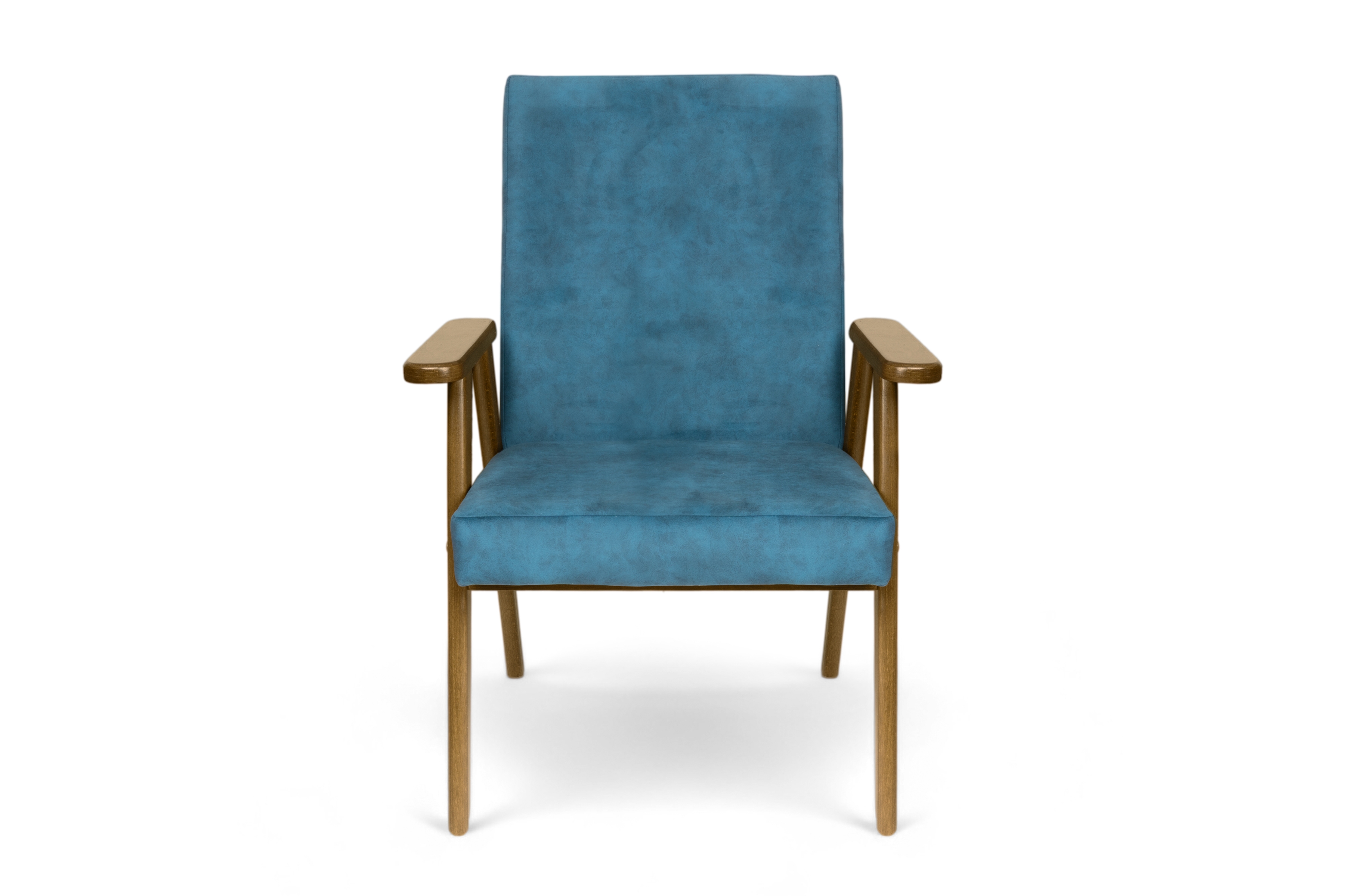 Křeslo klubové PRL - modrý snadno čistitelný samet Cloud 75 / nohy tmavý rustikál Křeslo klubové PRL - modrá welwet snadno čistitelný Cloud 75 / tmavý rustikal 