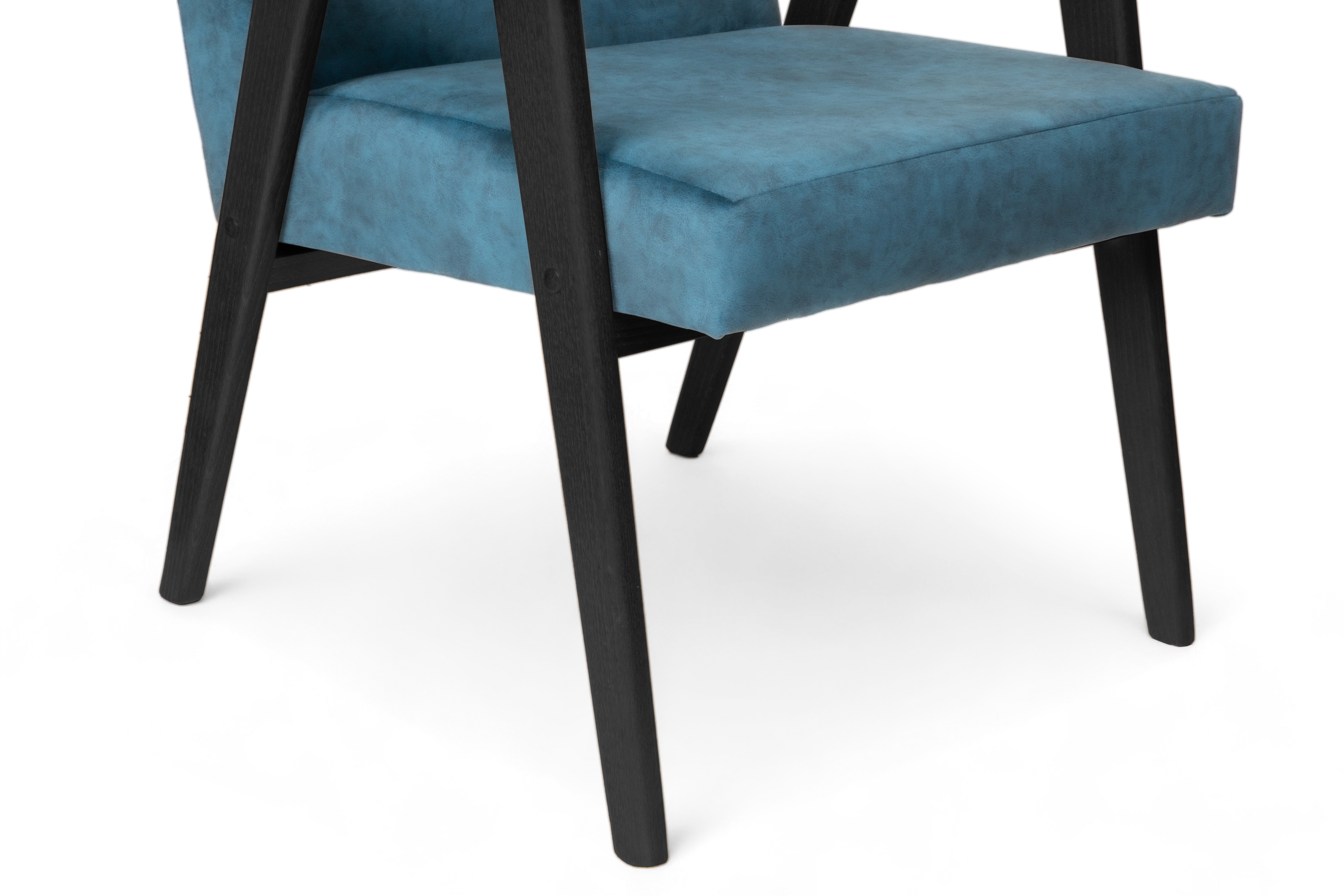 Klubové kreslo PRL - modrý zamat Cloud 75 s ľahkým čistením / čierne nožičky Kreslo Klubový PRL - Modrý welwet ľahkočistiaci Cloud 75 / Čierny