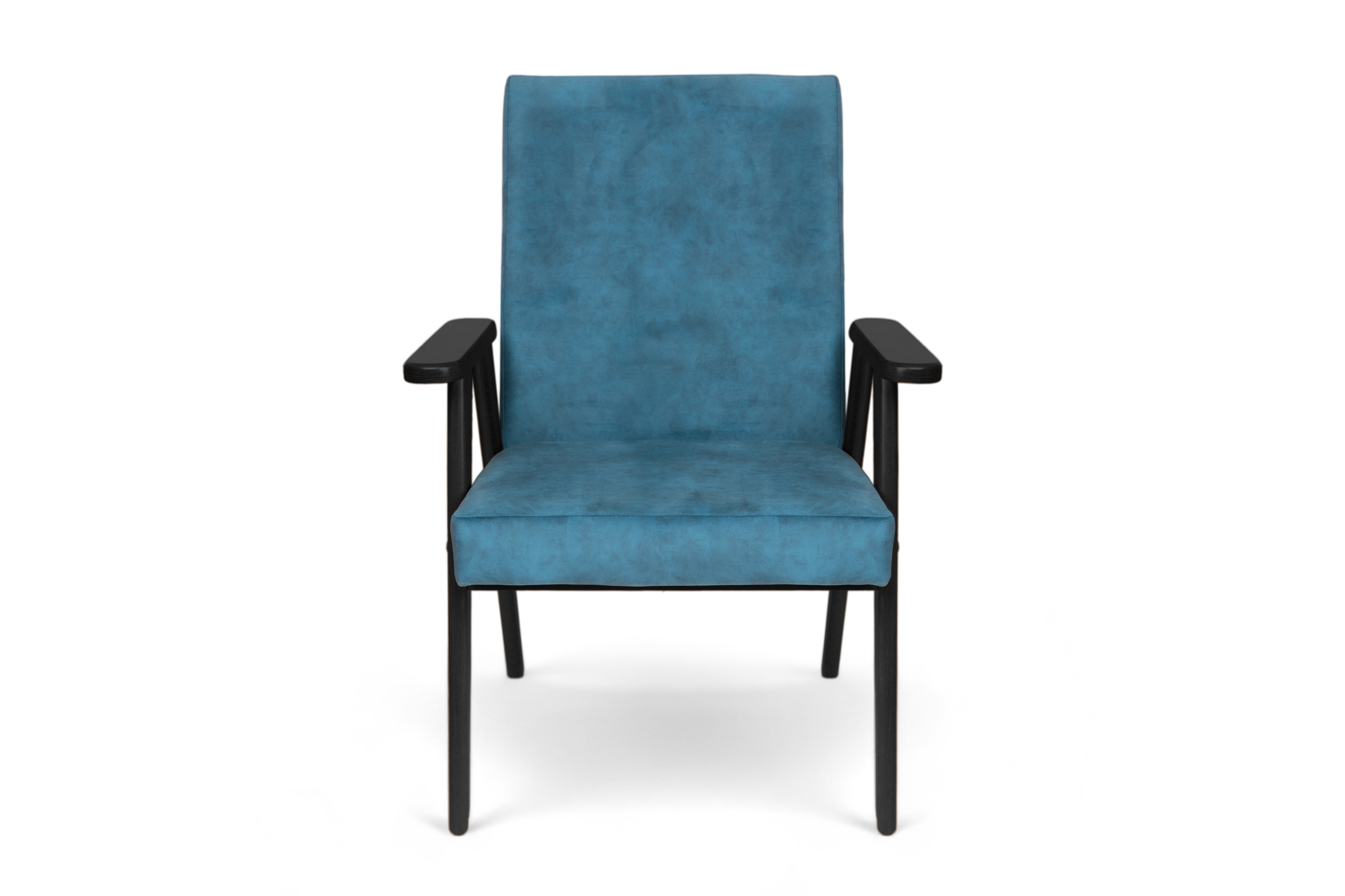 Klubové kreslo PRL - modrý zamat Cloud 75 s ľahkým čistením / čierne nožičky Kreslo Klubový PRL - Modrý welwet ľahkočistiaci Cloud 75 / Čierny