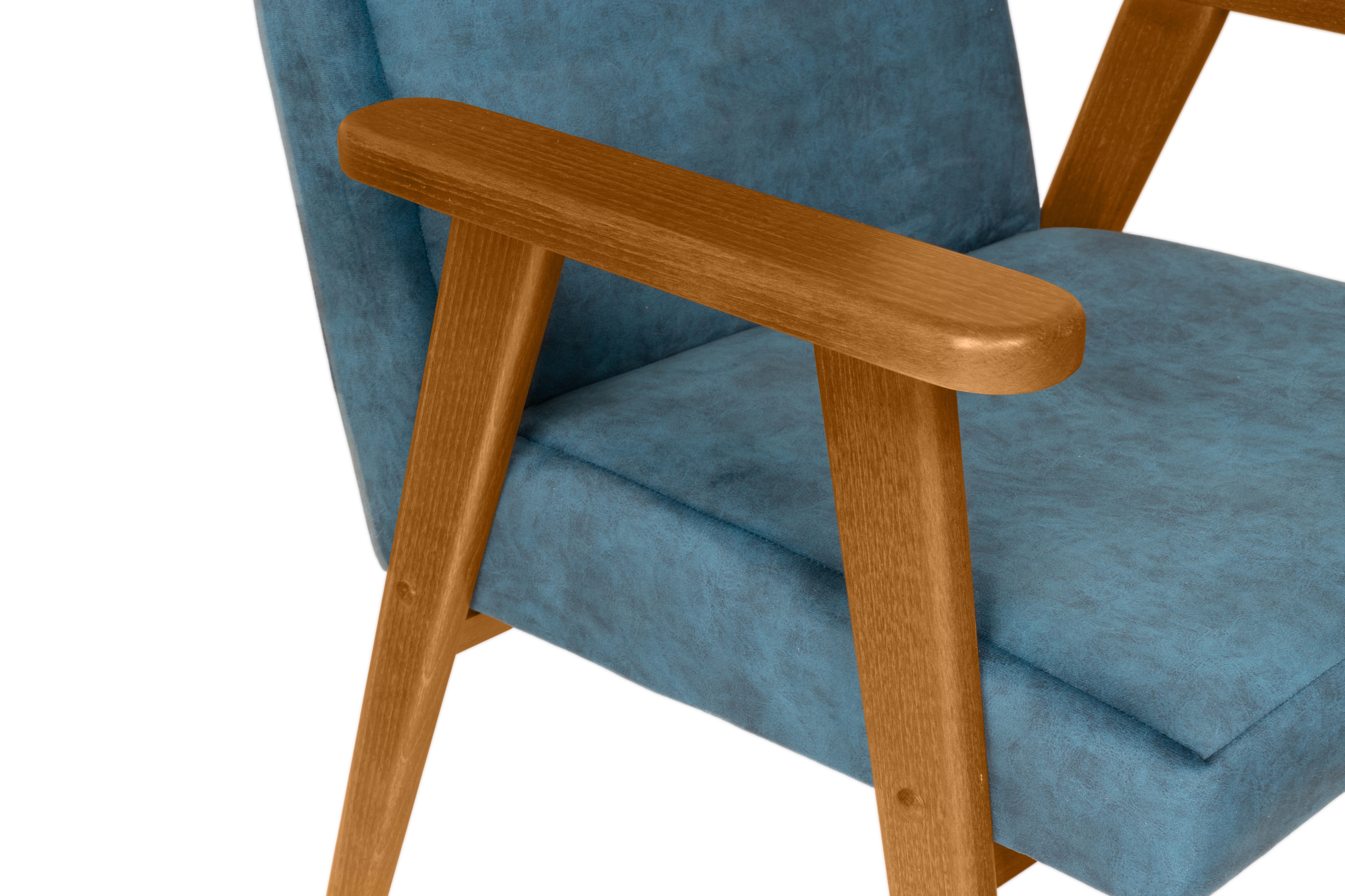 Křeslo klubové PRL - modrý snadno čistitelný samet Cloud 75 / nohy olše Křeslo klubové PRL - modrá welwet snadno čistitelný Cloud 75 / Olše