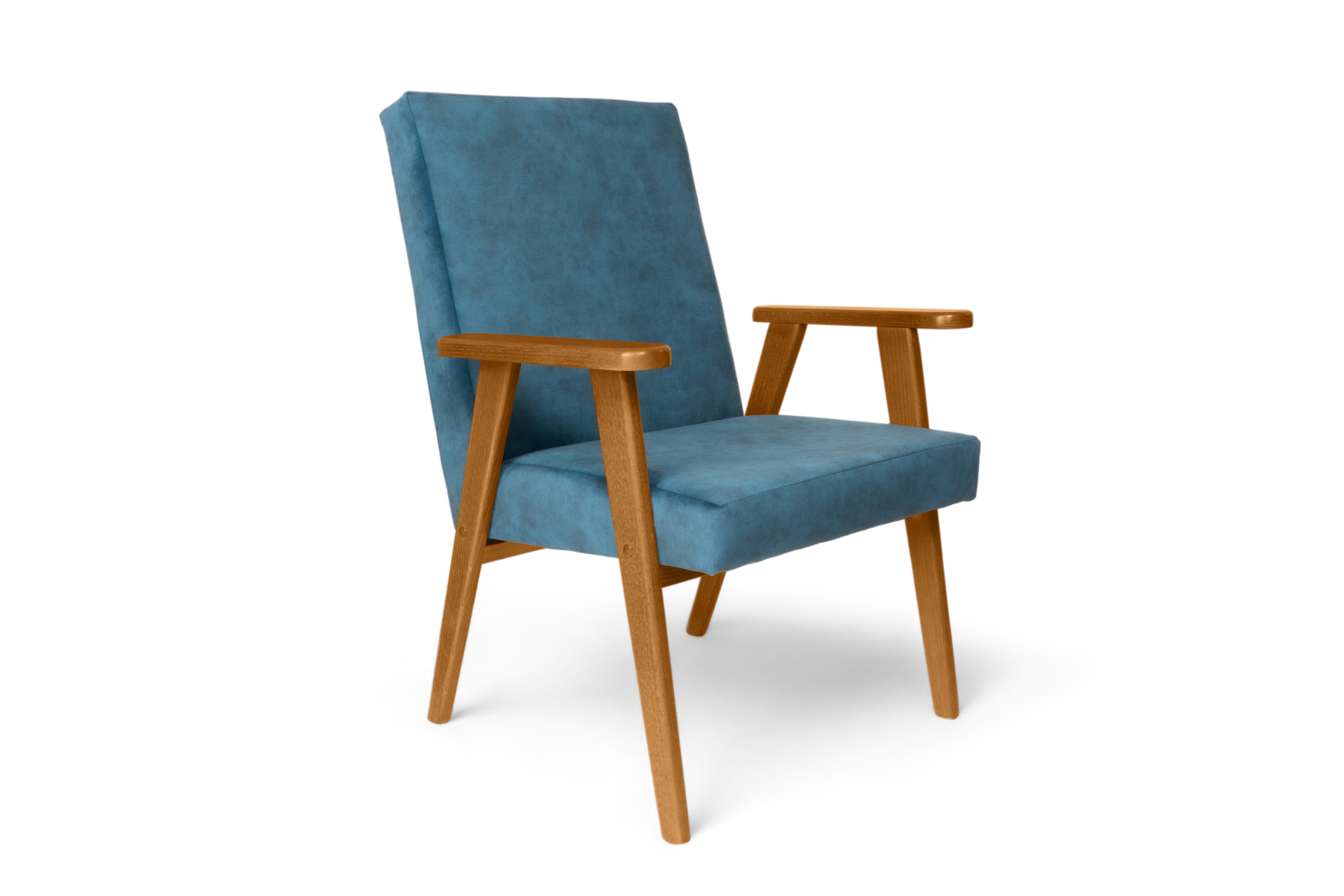 Křeslo klubové PRL - modrý snadno čistitelný samet Cloud 75 / nohy olše Křeslo klubové PRL - modrá welwet snadno čistitelný Cloud 75 / Olše