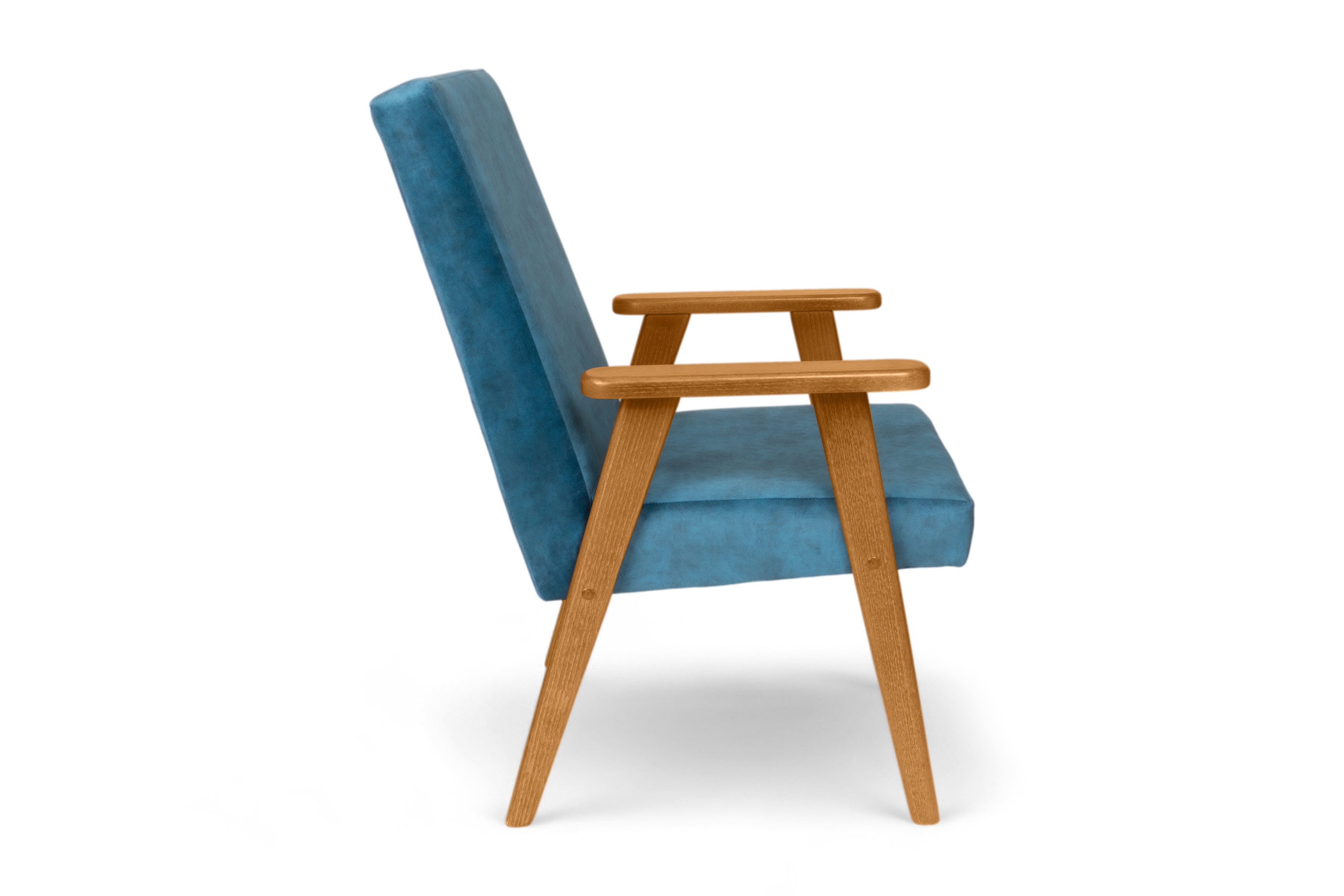 Křeslo klubové PRL - modrý snadno čistitelný samet Cloud 75 / nohy olše Křeslo klubové PRL - modrá welwet snadno čistitelný Cloud 75 / Olše