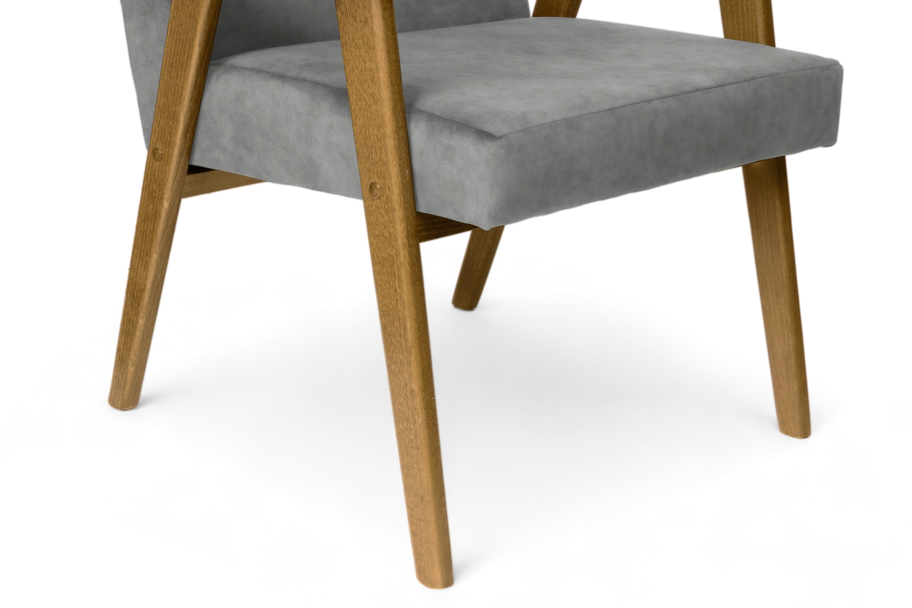 Křeslo klubové PRL - šedý snadno čistitelný samet Zetta 303 / nohy tmavý rustikál Křeslo klubové PRL - šedá welwet snadno čistitelný Zetta 303 / tmavý rustikal 