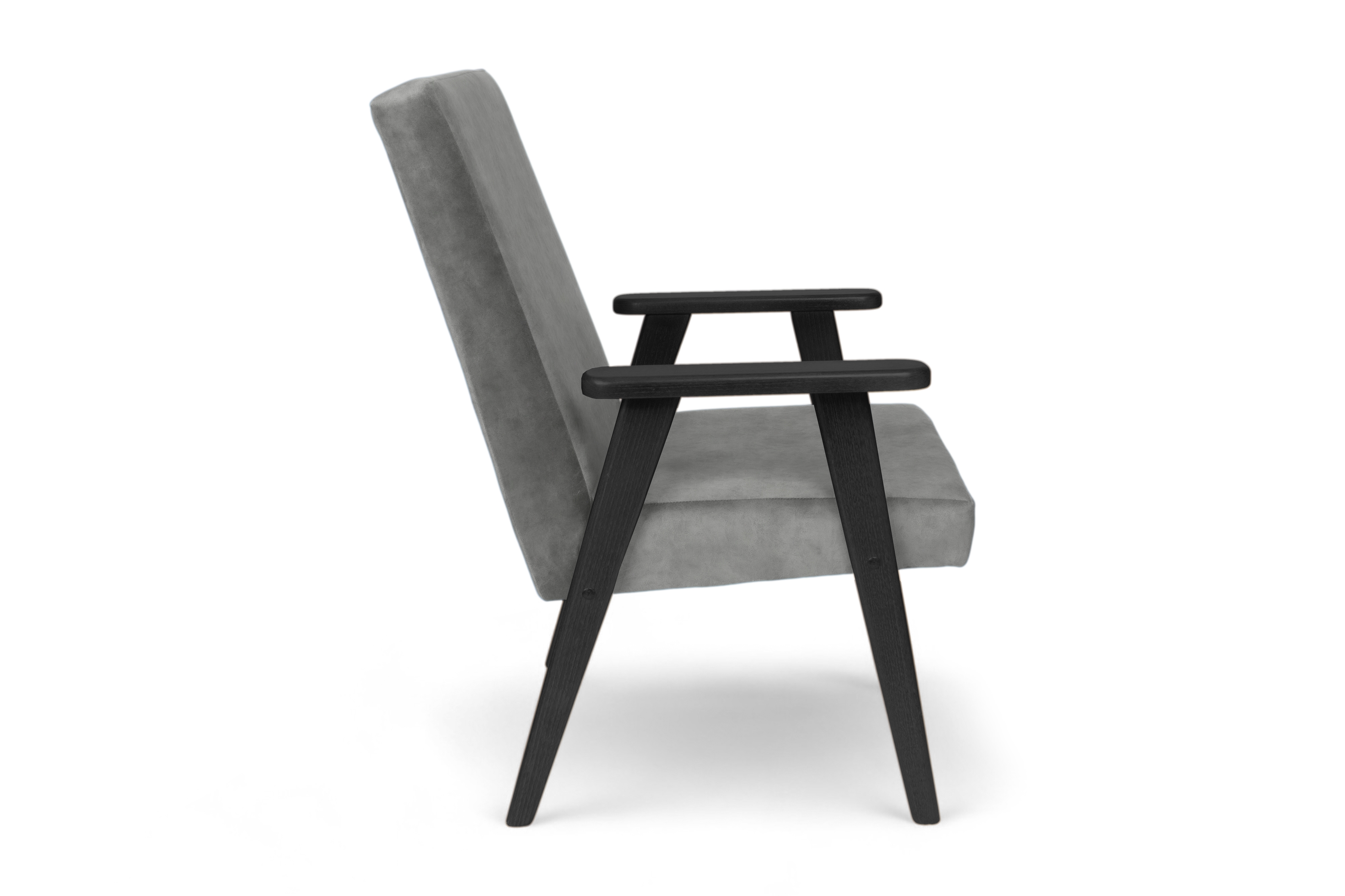 Klubové kreslo PRL - šedý zamat Zetta 303 s ľahkým čistením / čierne nožičky Kreslo Klubový PRL - šedý welwet ľahkočistiaci Zetta 303 / Čierny