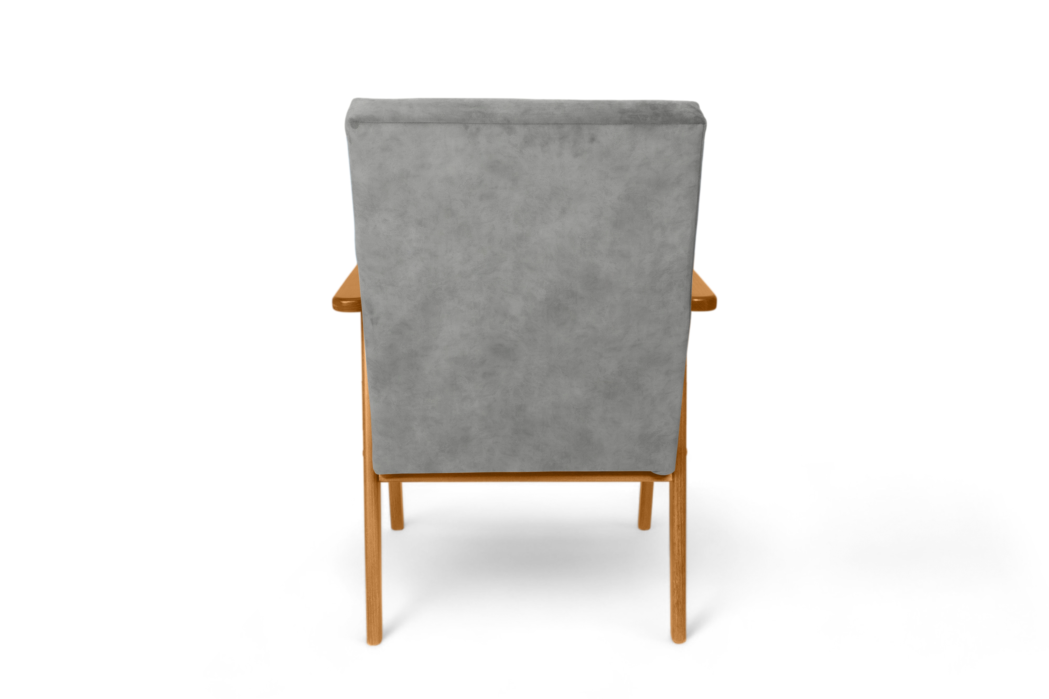 Klubové kreslo PRL - šedý zamat Zetta 303 s ľahkým čistením / jelšové nožičky Kreslo Klubový PRL - šedý welwet ľahkočistiaci Zetta 303 / Jelša