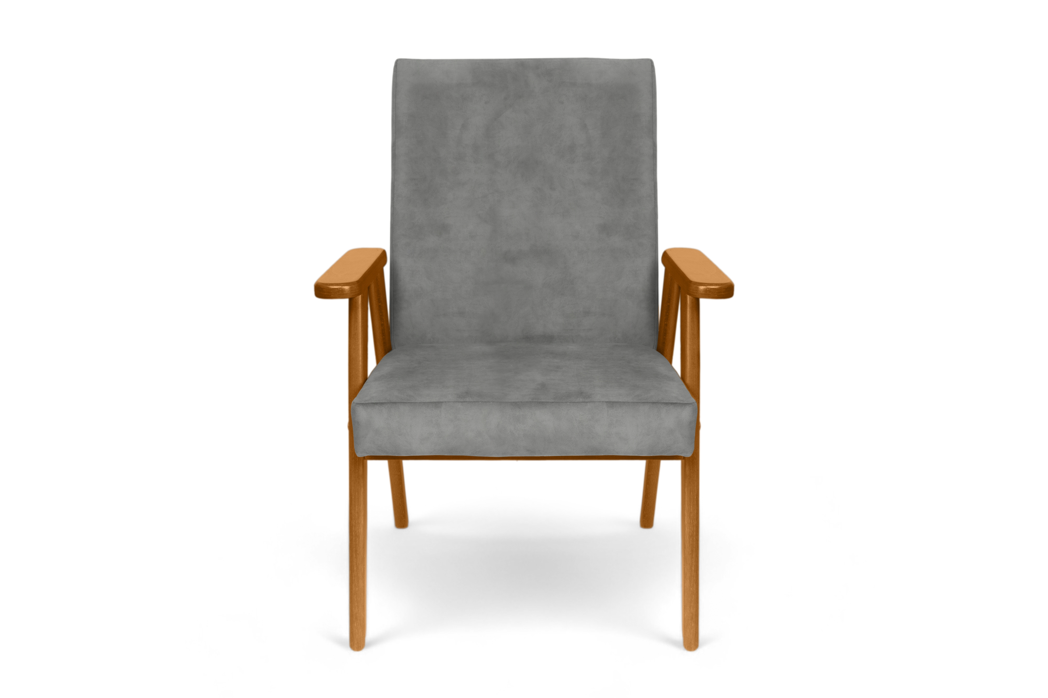 Klubové kreslo PRL - šedý zamat Zetta 303 s ľahkým čistením / jelšové nožičky Kreslo Klubový PRL - šedý welwet ľahkočistiaci Zetta 303 / Jelša