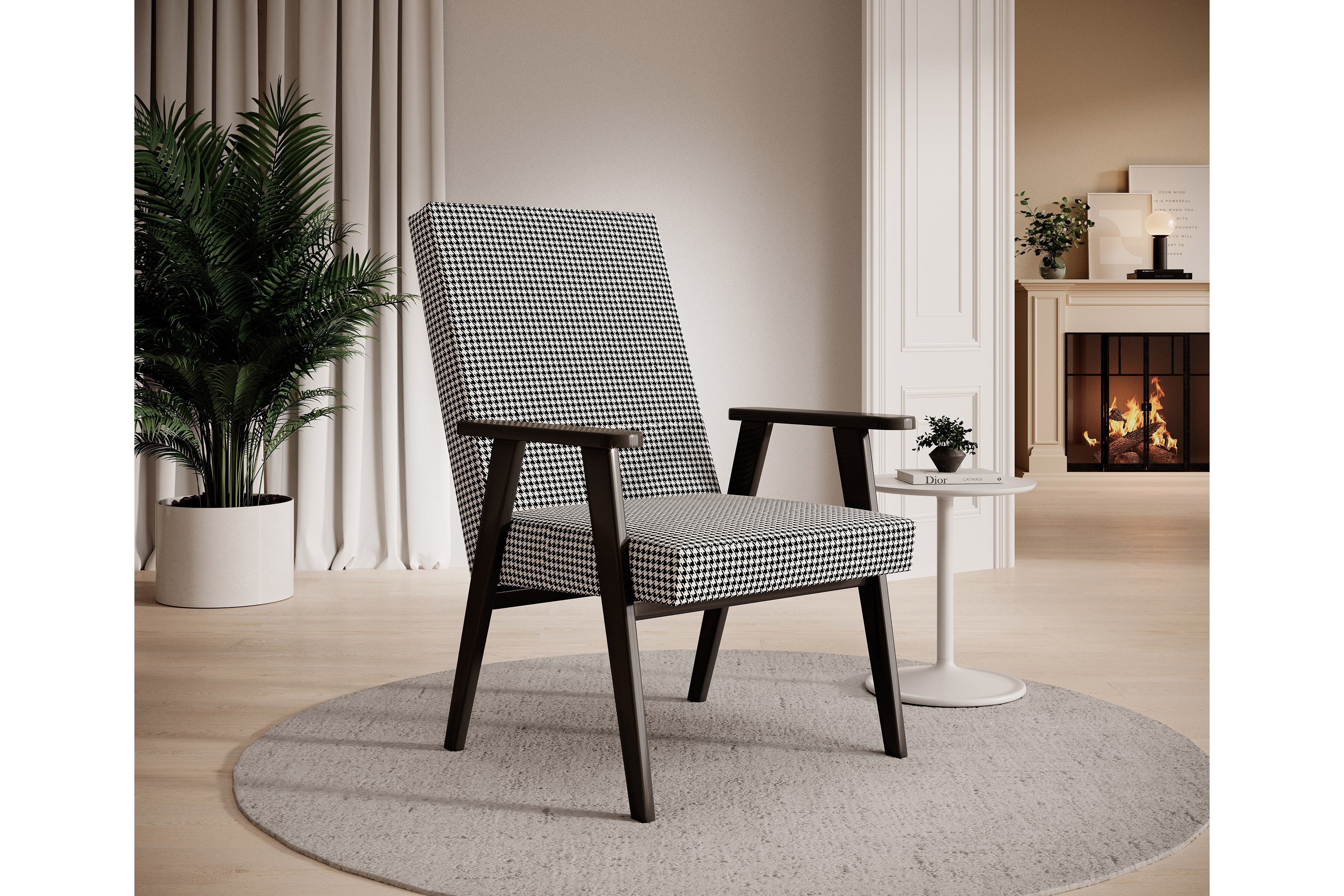 Křeslo klubové PRL - vzor pepitka Kenia 700 / černé nožky Křeslo klubové PRL - wzor pepitka Kenia 700 / černá