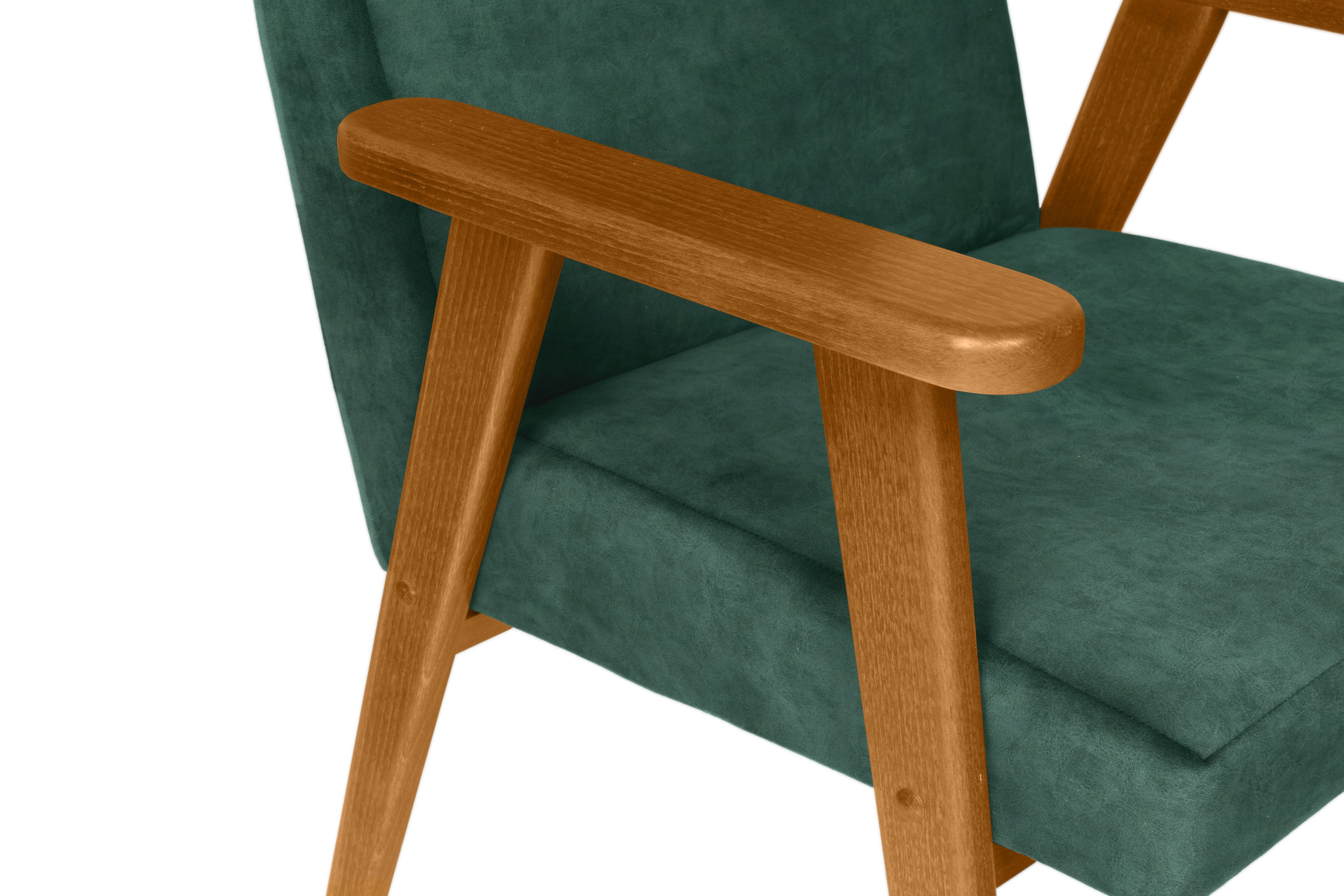 Klubové kreslo PRL - zelený zamat Zetta 298 s ľahkým čistením / jelšové nožičky Kreslo Klubový PRL - Zelený welwet ľahkočistiaci Zetta 298 / Jelša