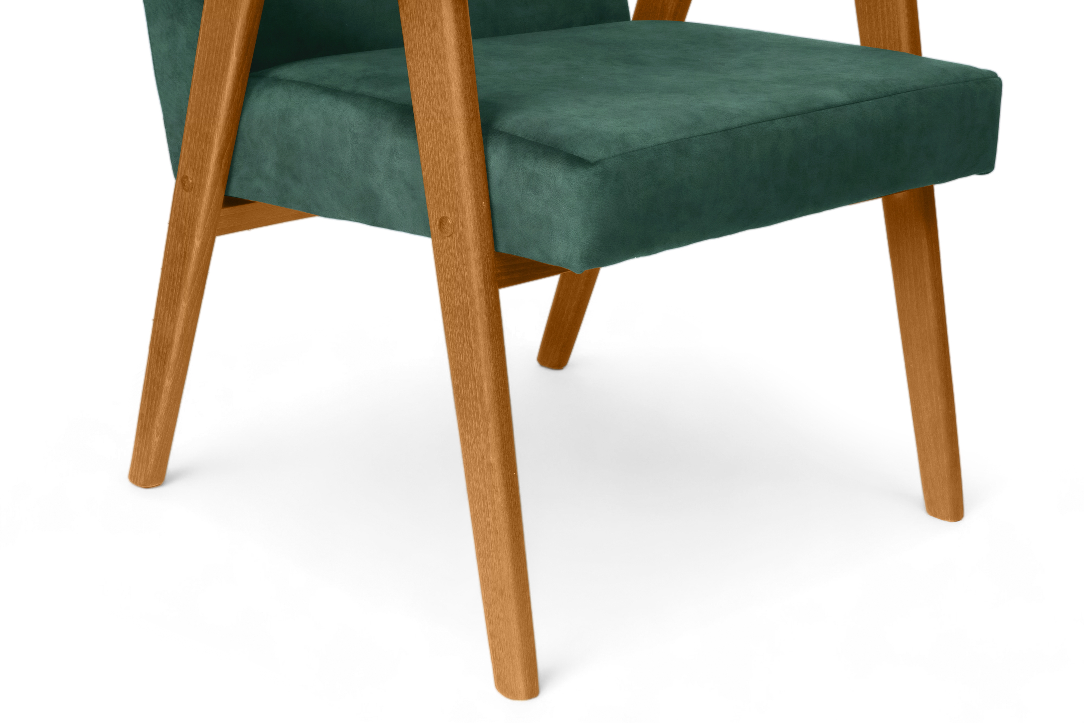 Klubové kreslo PRL - zelený zamat Zetta 298 s ľahkým čistením / jelšové nožičky Kreslo Klubový PRL - Zelený welwet ľahkočistiaci Zetta 298 / Jelša