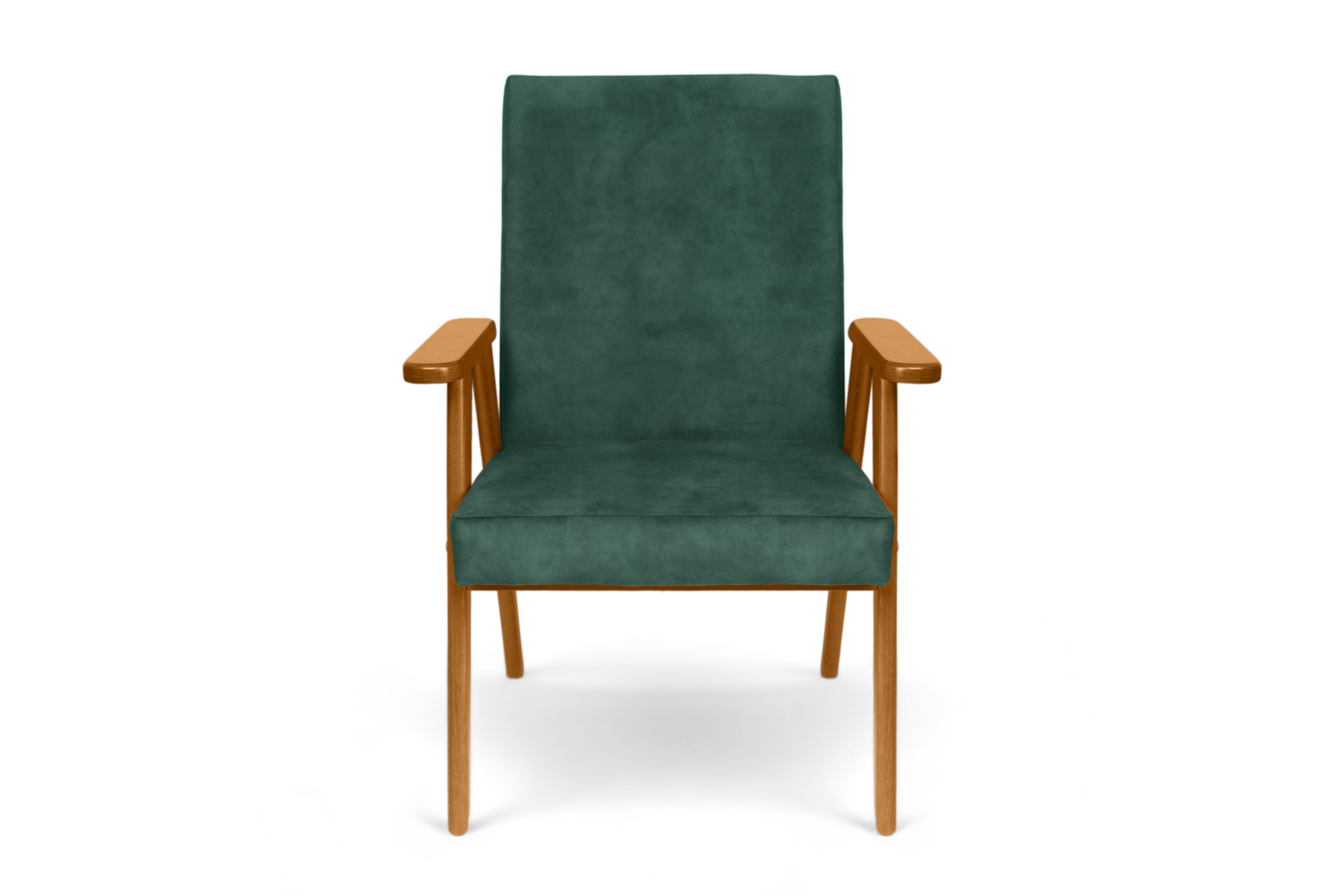 Klubové kreslo PRL - zelený zamat Zetta 298 s ľahkým čistením / jelšové nožičky Kreslo Klubový PRL - Zelený welwet ľahkočistiaci Zetta 298 / Jelša