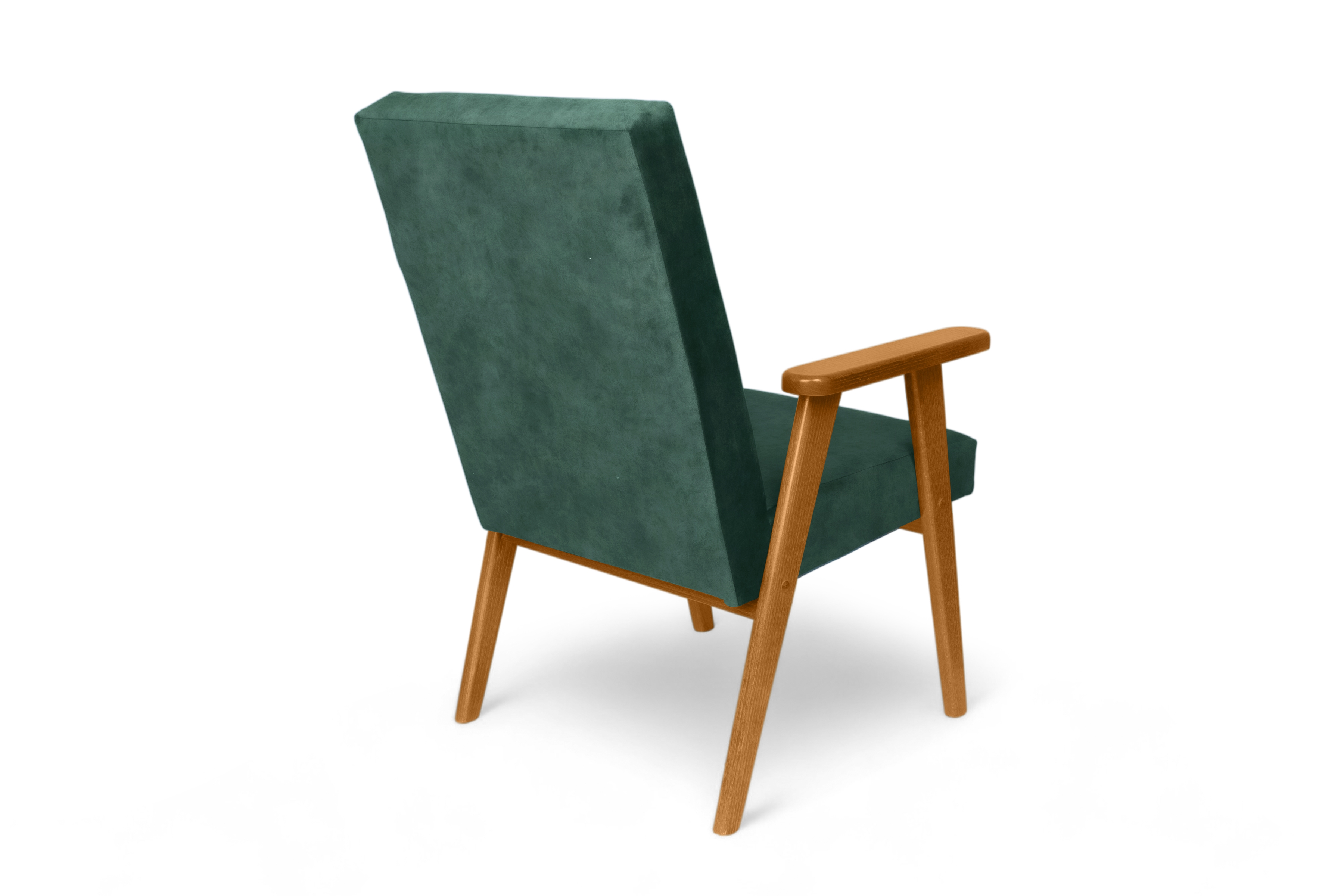 Klubové kreslo PRL - zelený zamat Zetta 298 s ľahkým čistením / jelšové nožičky Kreslo Klubový PRL - Zelený welwet ľahkočistiaci Zetta 298 / Jelša