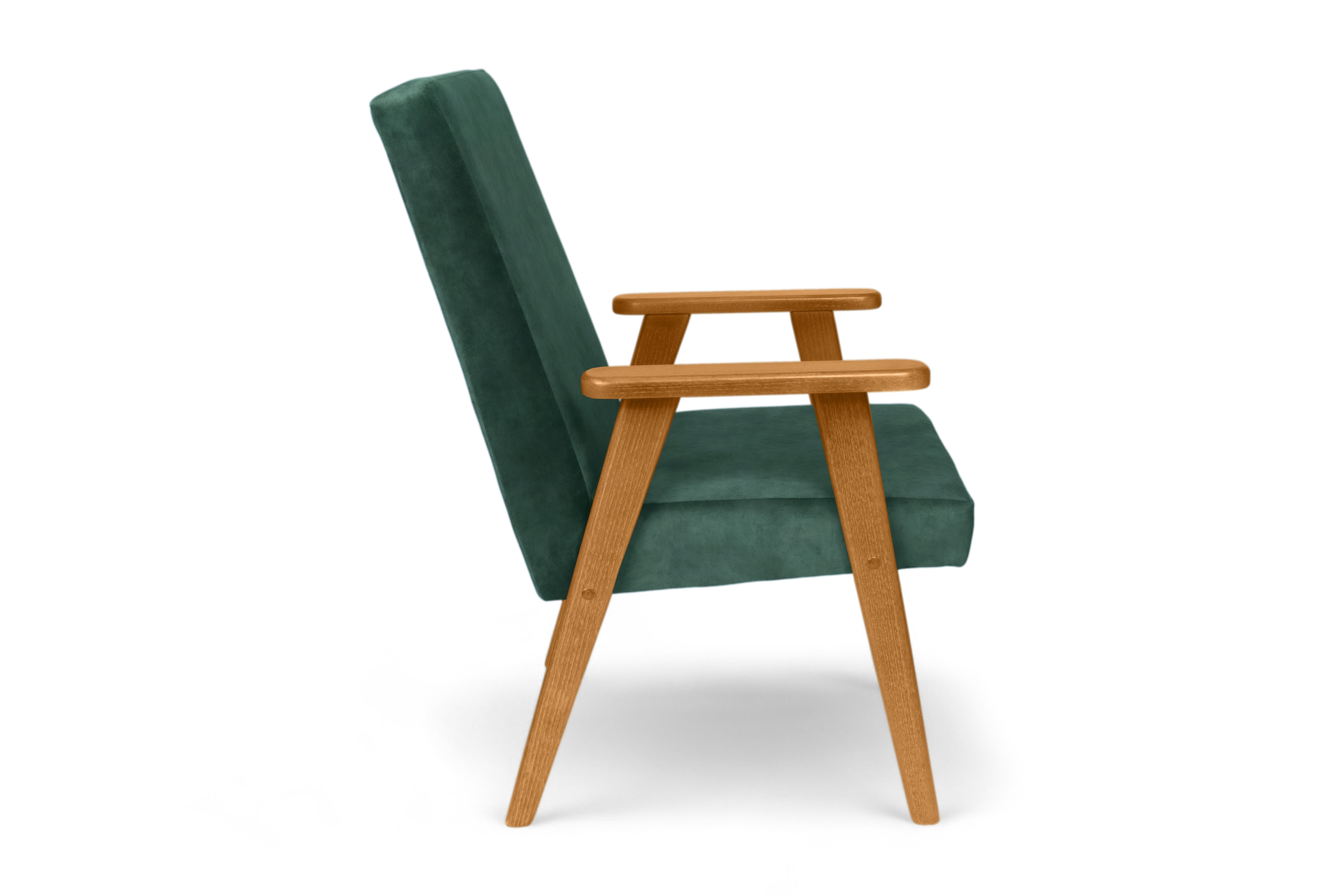 Klubové kreslo PRL - zelený zamat Zetta 298 s ľahkým čistením / jelšové nožičky Kreslo Klubový PRL - Zelený welwet ľahkočistiaci Zetta 298 / Jelša