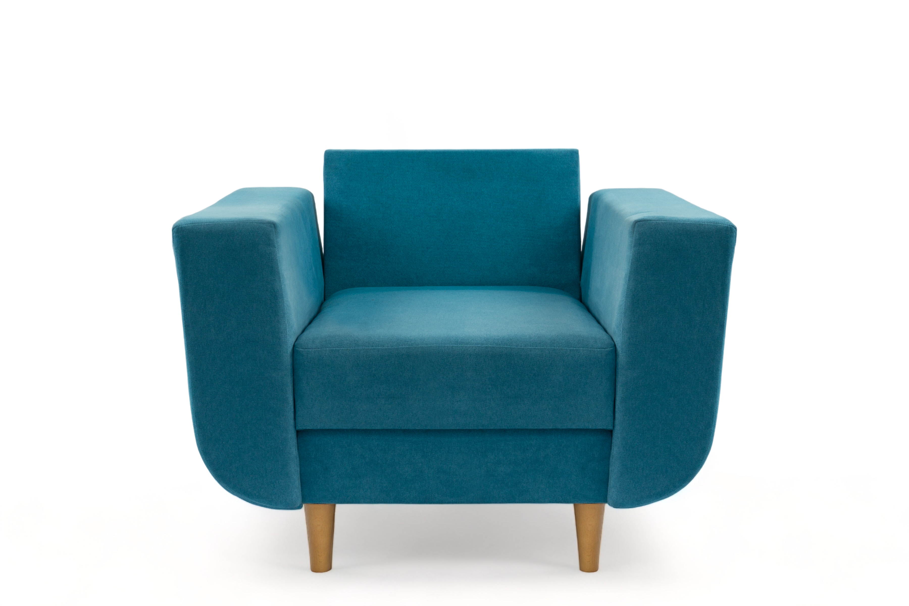 Kreslo Penelope Slim- Modrý - látka aston neprešívaný 19 - Koncovka Série Kreslo Penelope Slim- Modrý - látka aston neprešívaný 19