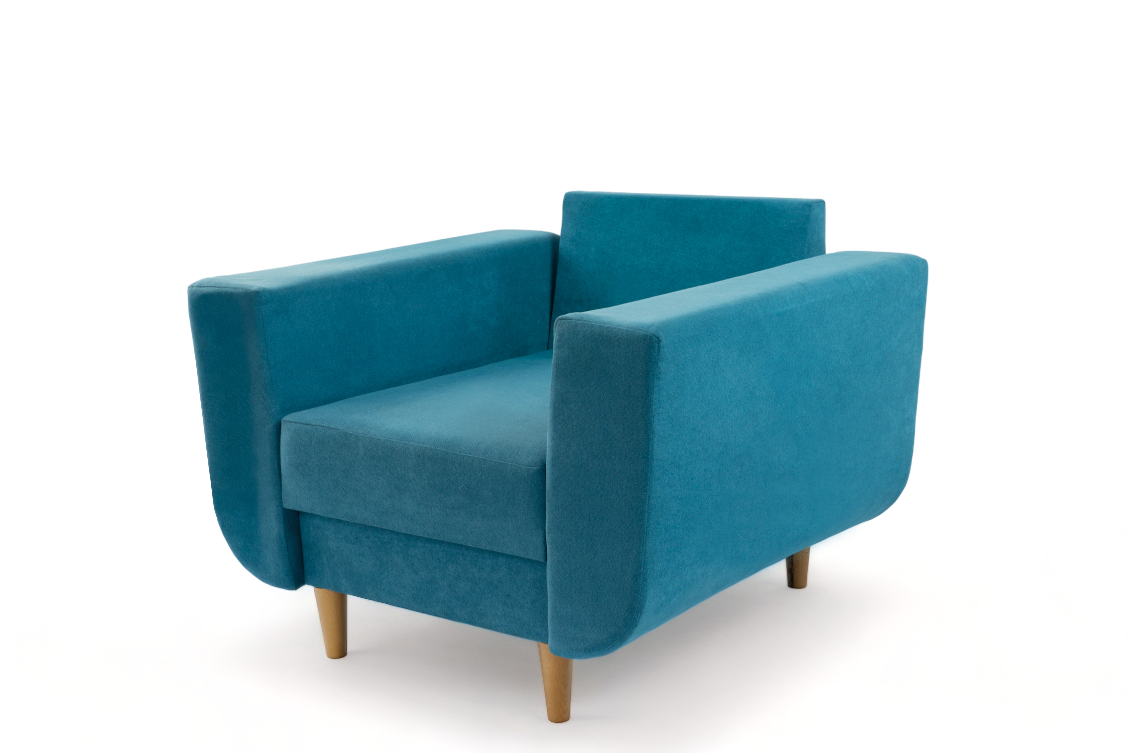 Kreslo Penelope Slim- Modrý - látka aston neprešívaný 19 - Koncovka Série Kreslo Penelope Slim- Modrý - látka aston neprešívaný 19