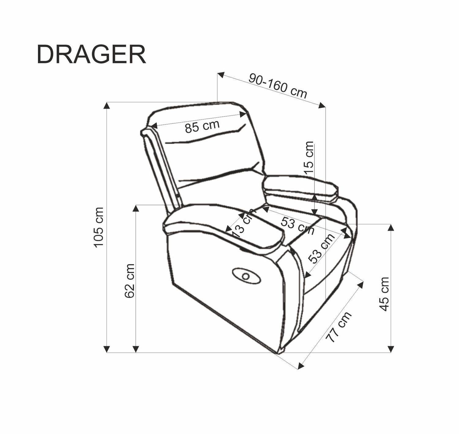 DRAGER scaun relaxare, bej fotel rozkladany drager - bej welwet