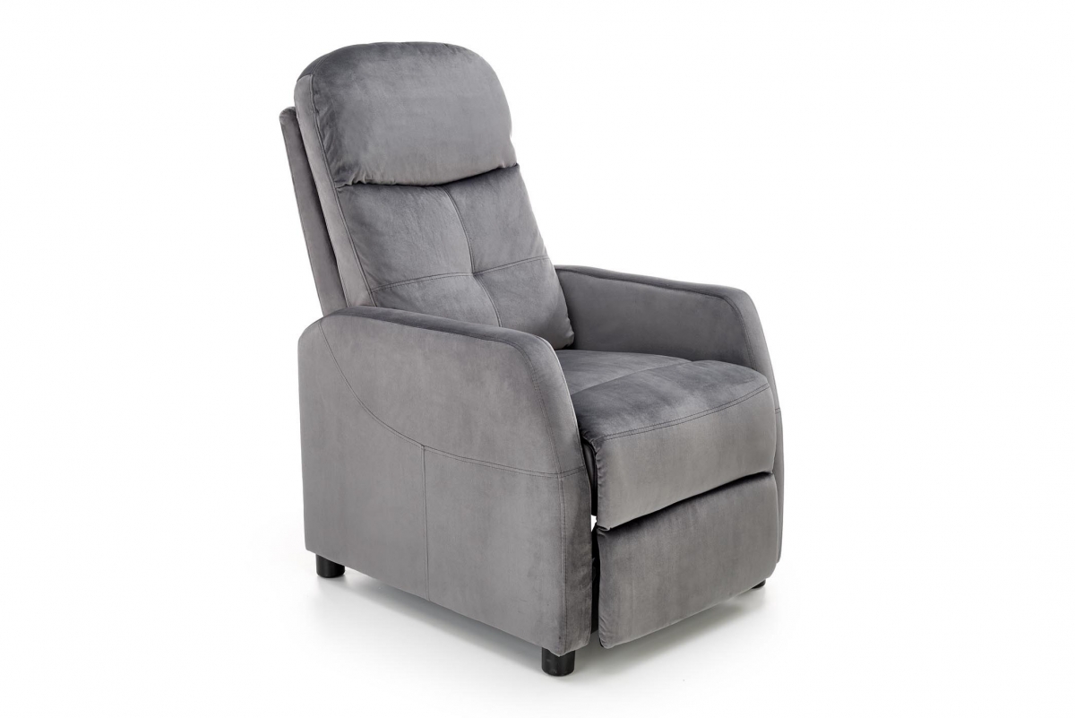 Relaxačné kreslo Pelino 2 - sivý zamat Bluvel 14 Kreslo rozkladany Felipe 2 - Popolový zamat Bluvel 14