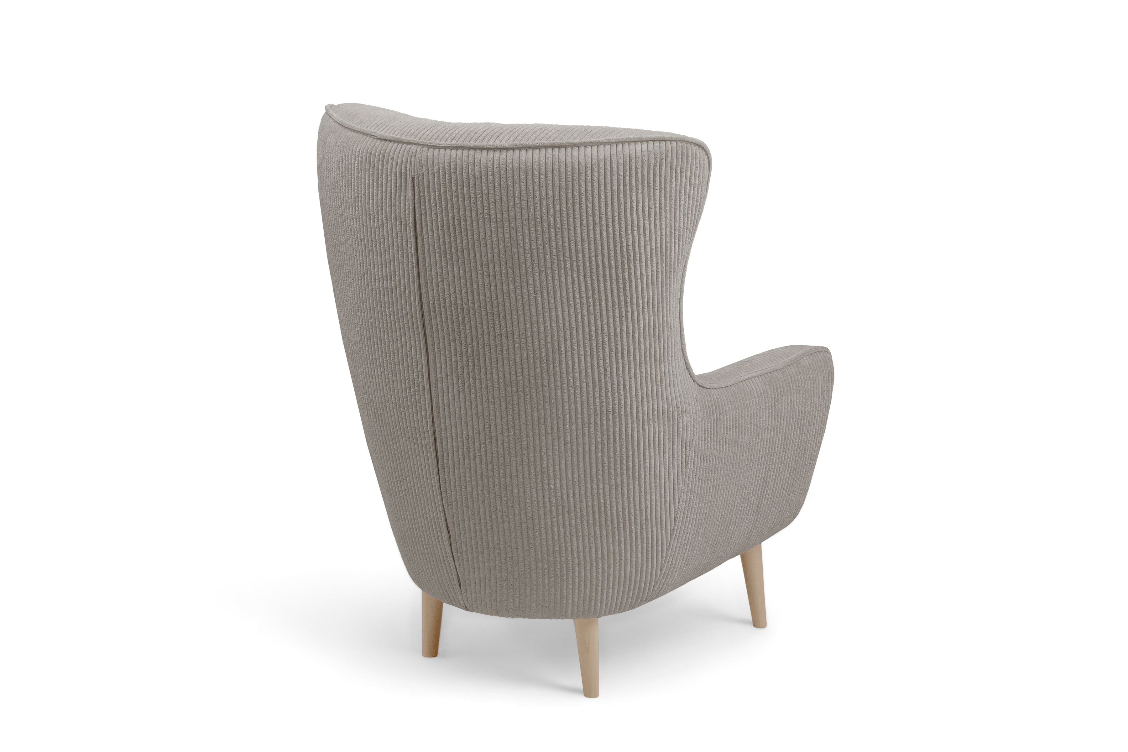 Křeslo ušák Dylian - béžový manšestr Poso 02 / nohy buk Křeslo Ušák Dylian na drewnianych nogach - béžový manšestr Poso 02 / Nohy buk 