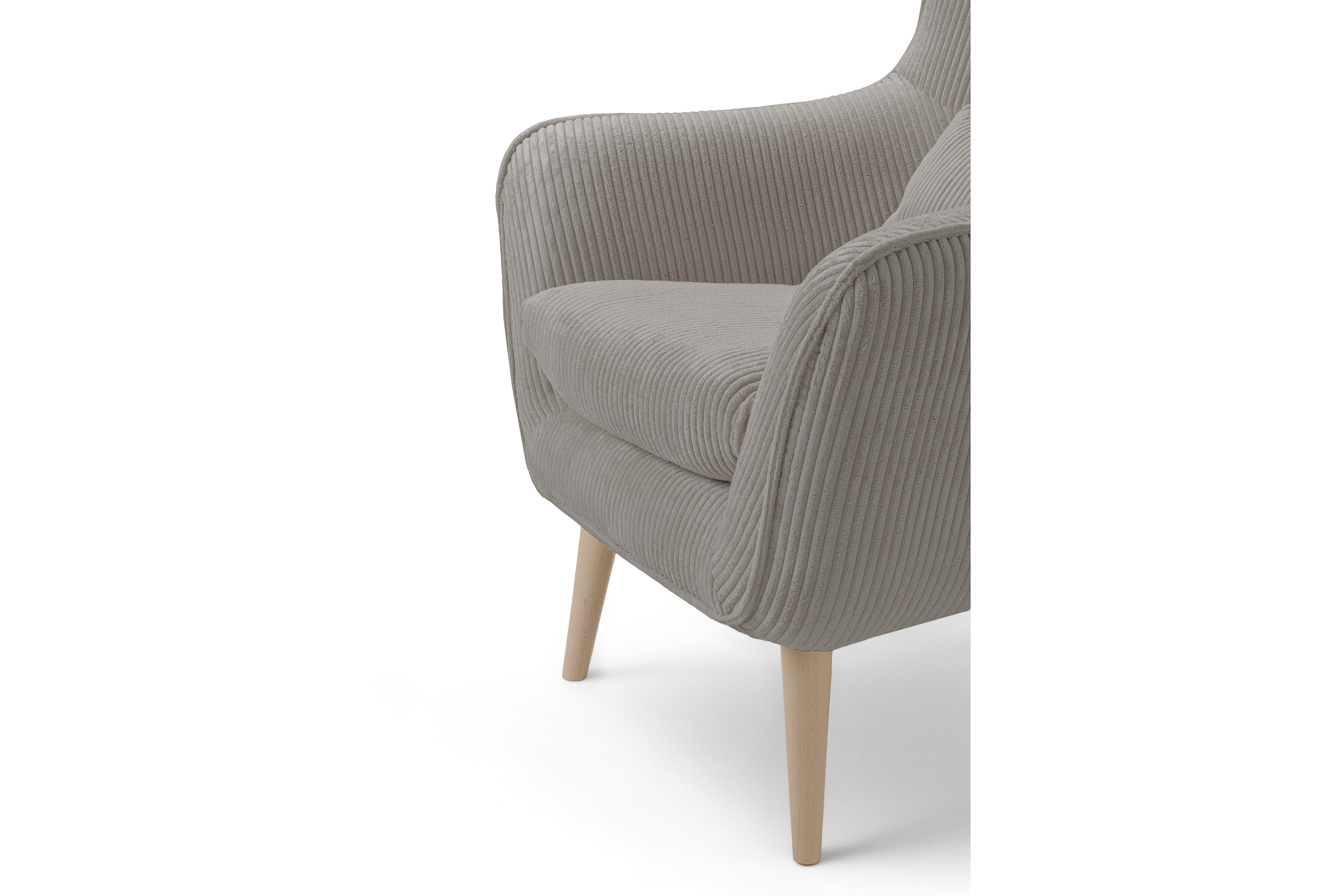 Křeslo ušák Dylian - béžový manšestr Poso 02 / nohy buk Křeslo Ušák Dylian na drewnianych nogach - béžový manšestr Poso 02 / Nohy buk 