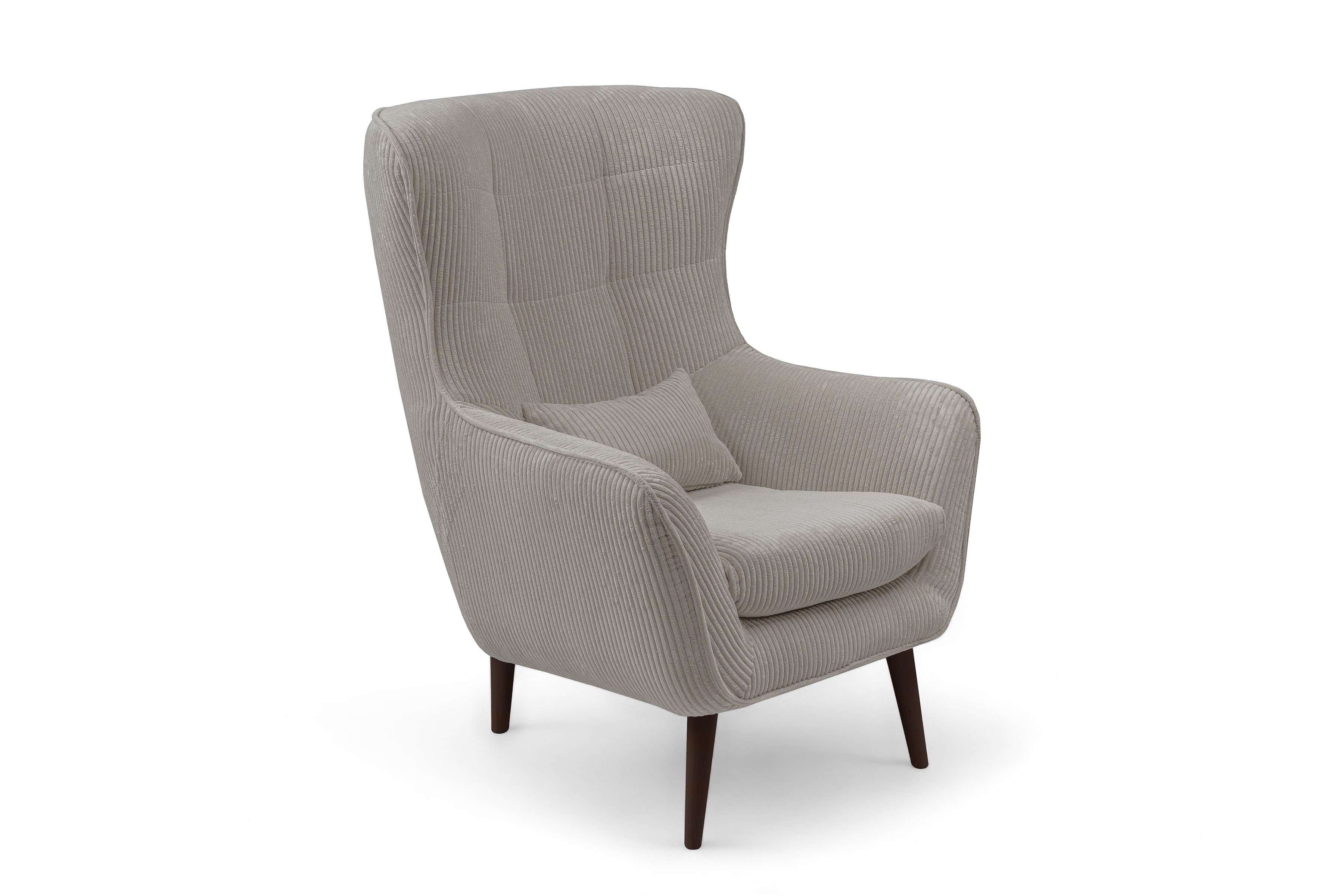 Křeslo ušák Dylian - béžový manšestr Poso 02 / nohy venge Křeslo Ušák Dylian na drewnianych nogach - béžový manšestr Poso 02 / Nohy Venge