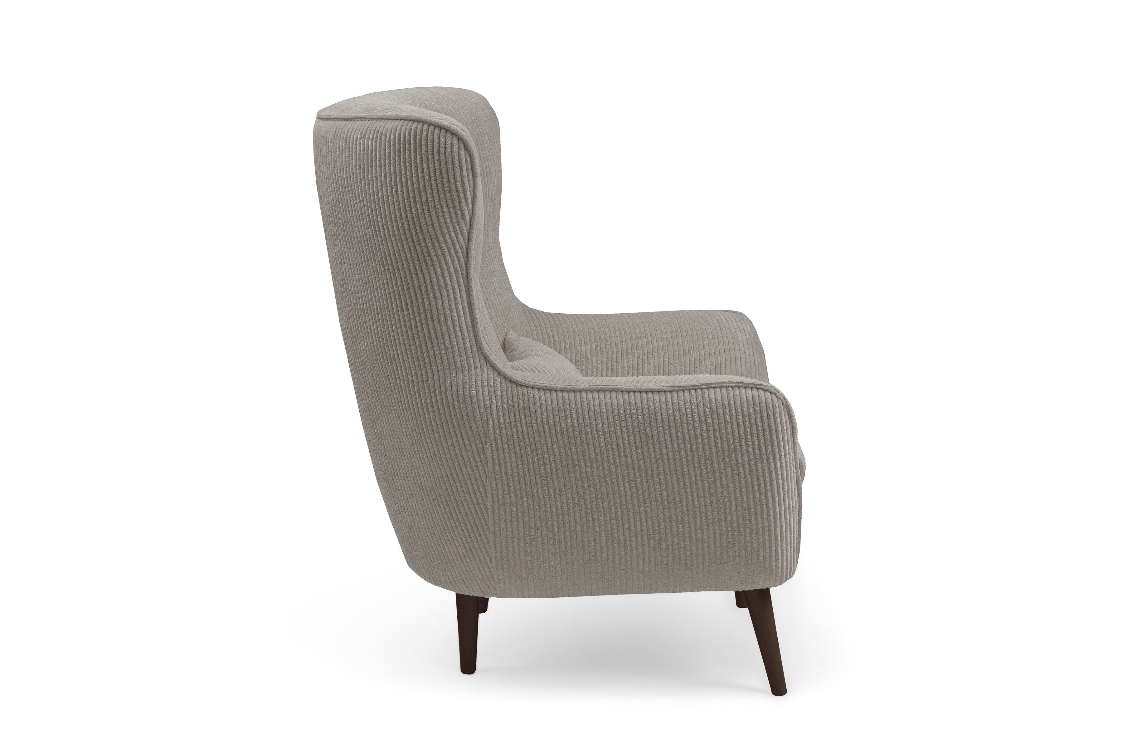 Křeslo ušák Dylian - béžový manšestr Poso 02 / nohy venge Křeslo Ušák Dylian na drewnianych nogach - béžový manšestr Poso 02 / Nohy Venge