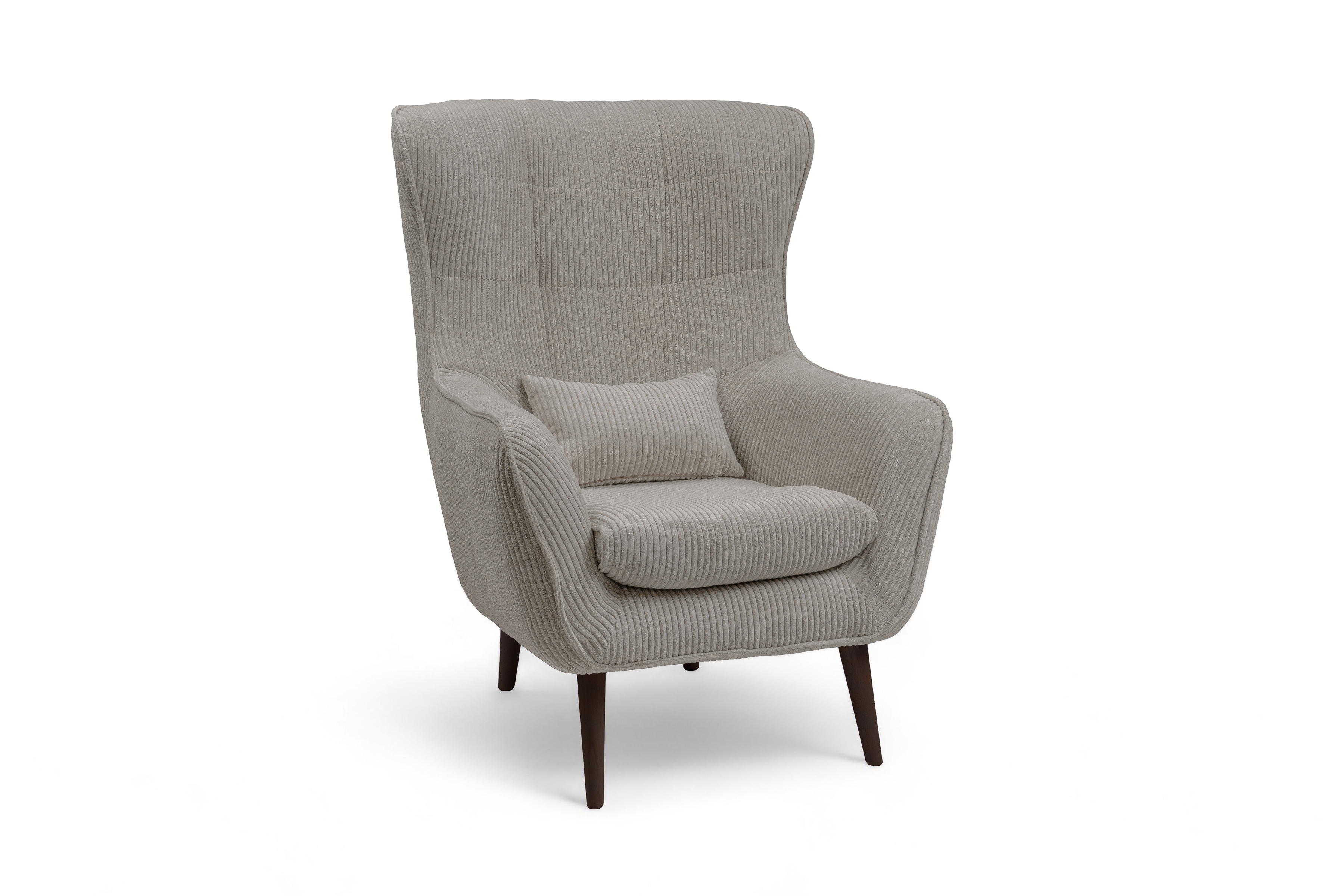 Křeslo ušák Dylian - béžový manšestr Poso 02 / nohy venge Křeslo Ušák Dylian na drewnianych nogach - béžový manšestr Poso 02 / Nohy Venge