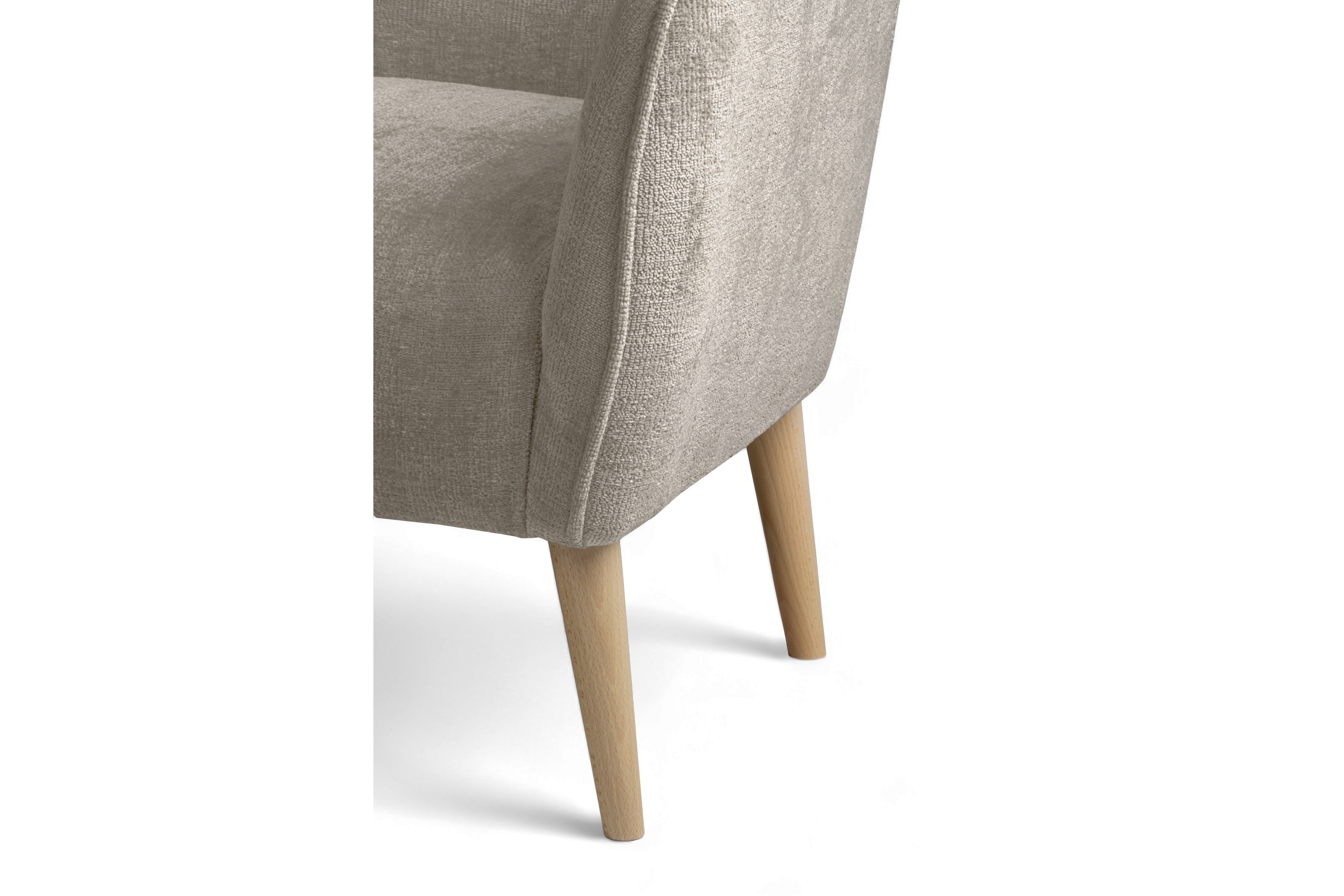 Křeslo ušák Elira - béžový šenil Perfect Harmony 07 / nohy buk Křeslo Ušák Elira z wysokimi nozkami - béžová šenil Perfect Harmony 07 / Nohy buk 