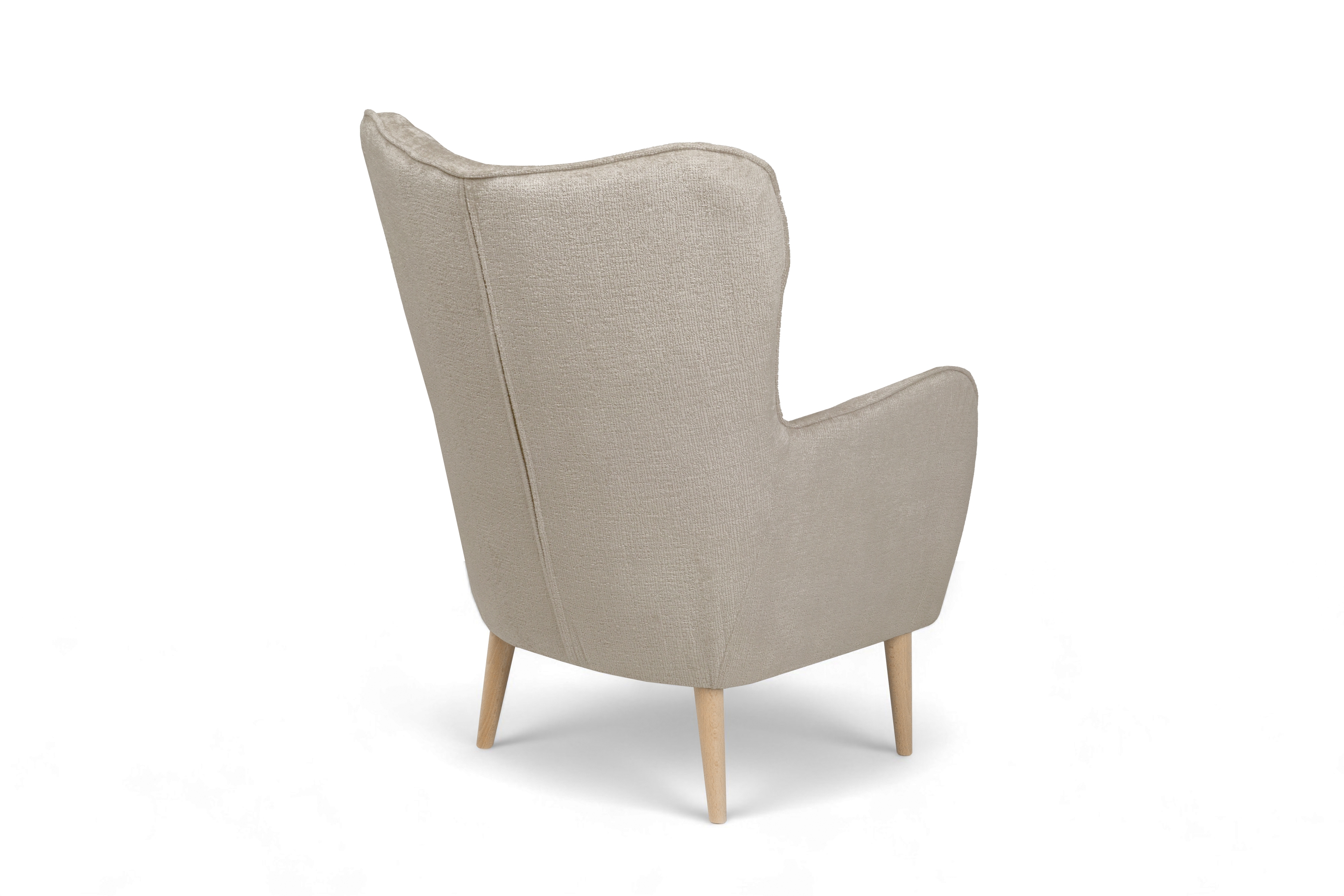 Křeslo ušák Elira - béžový šenil Perfect Harmony 07 / nohy buk Křeslo Ušák Elira z wysokimi nozkami - béžová šenil Perfect Harmony 07 / Nohy buk 