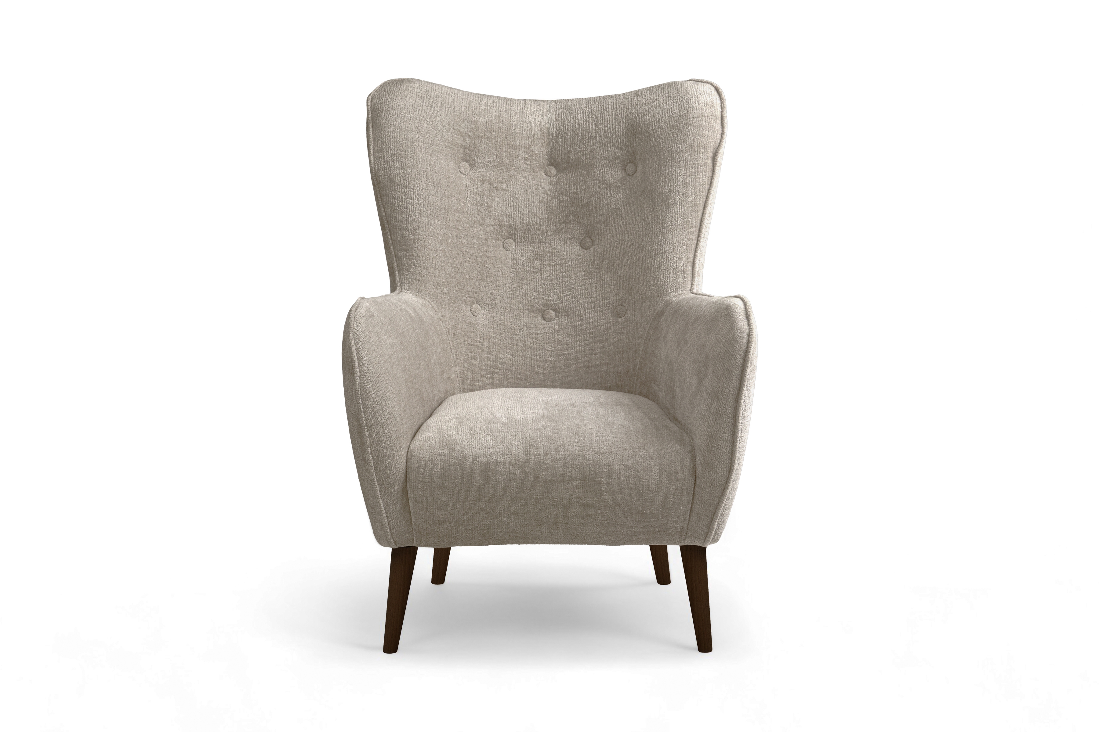 Křeslo ušák Elira - béžový šenil Perfect Harmony 07 / nohy venge Křeslo Ušák Elira z wysokimi nozkami - béžová šenil Perfect Harmony 07 / Nohy Venge